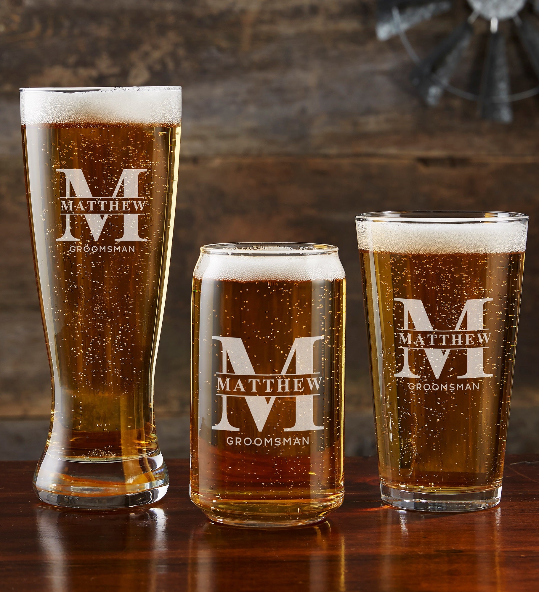 Lavish Groomsmen Wedding Engraved Beer Glass Collection