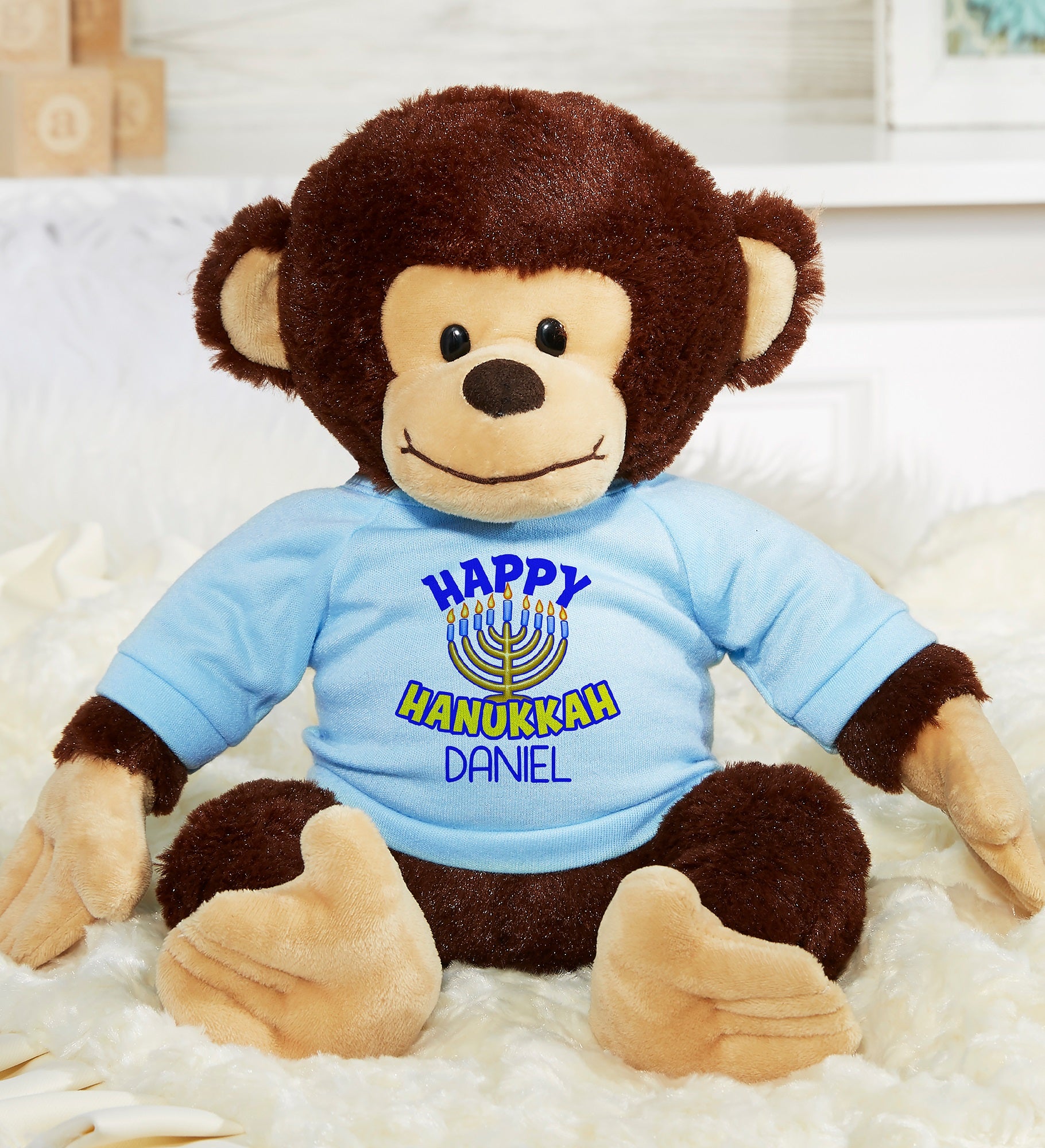 Happy Hanukkah Personalized Plush Monkey