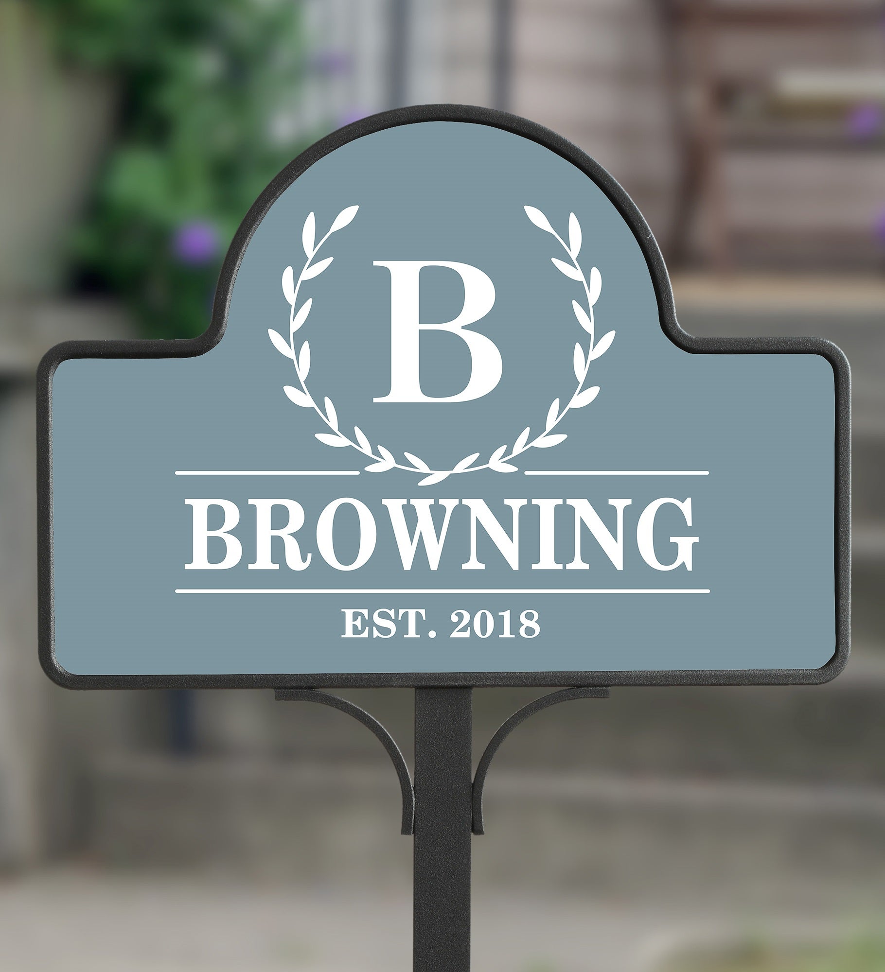 Laurel Wreath Personalized Magnetic Garden Sign