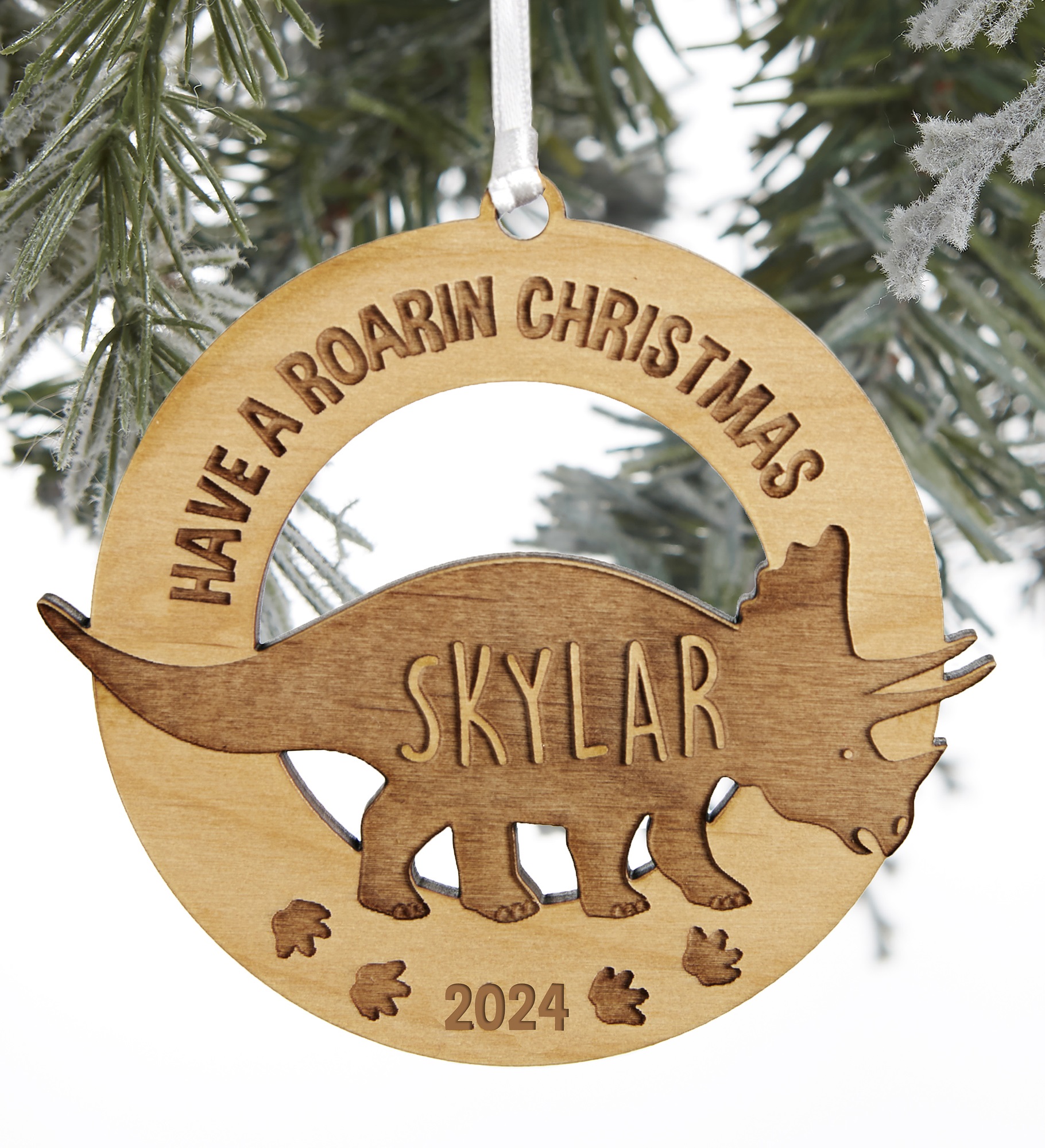 Dinosaur Personalized Wood Ornament