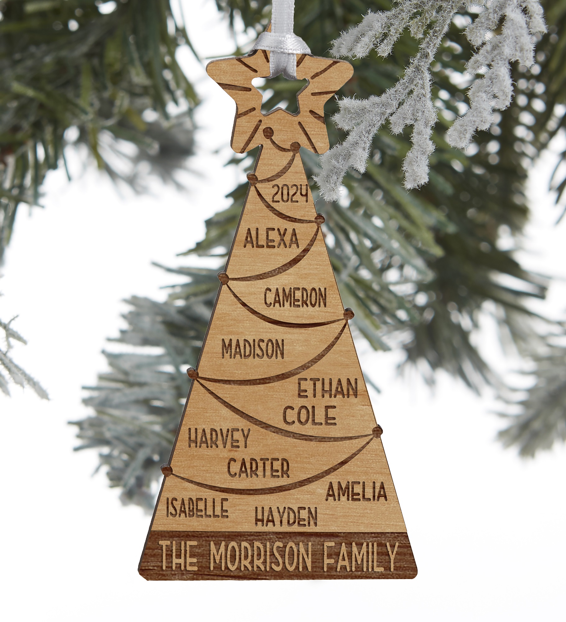 Family Christmas Tree Personalized Wood Ornament