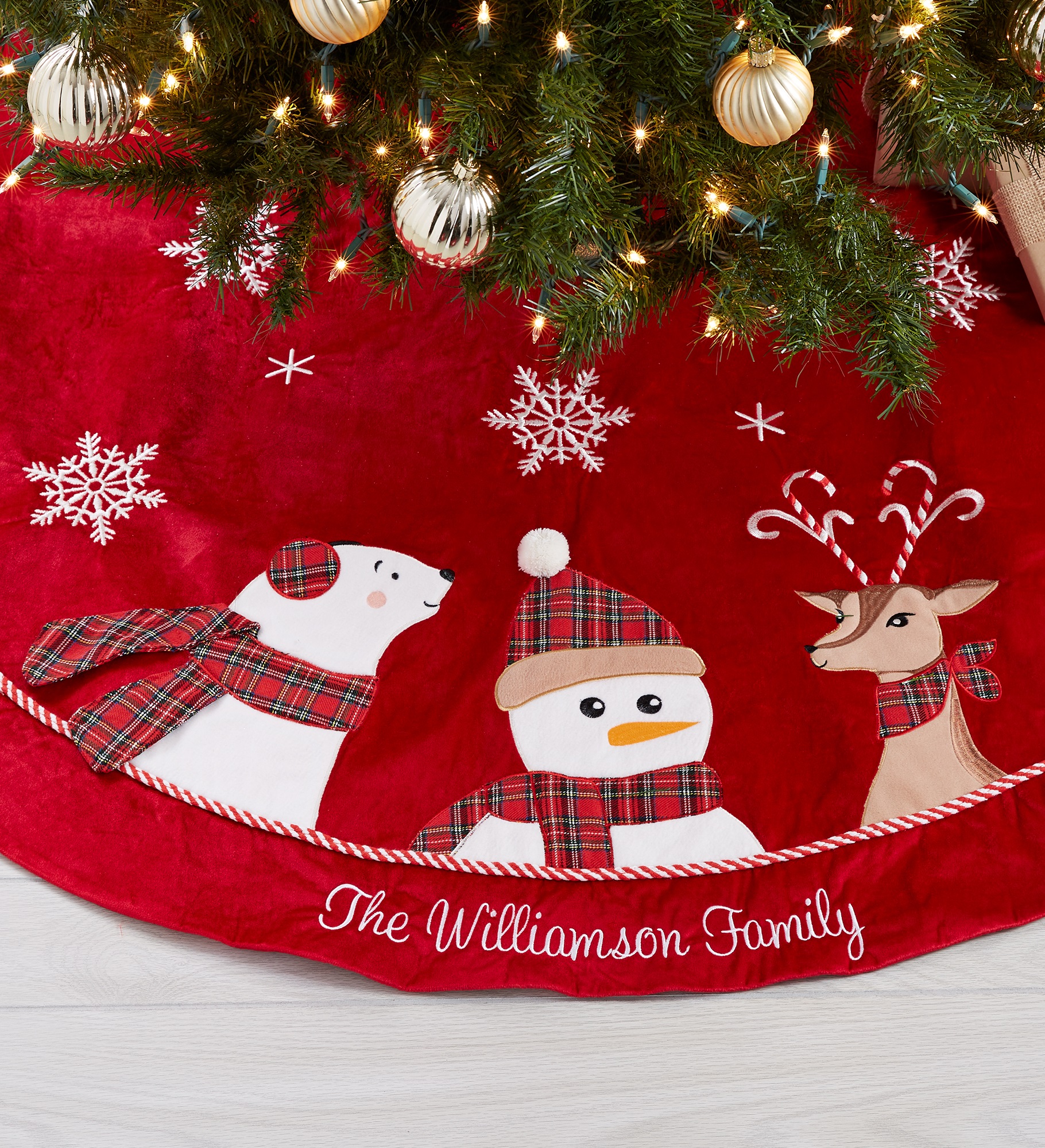 Candy Cane Character Personalized Tree Skirt