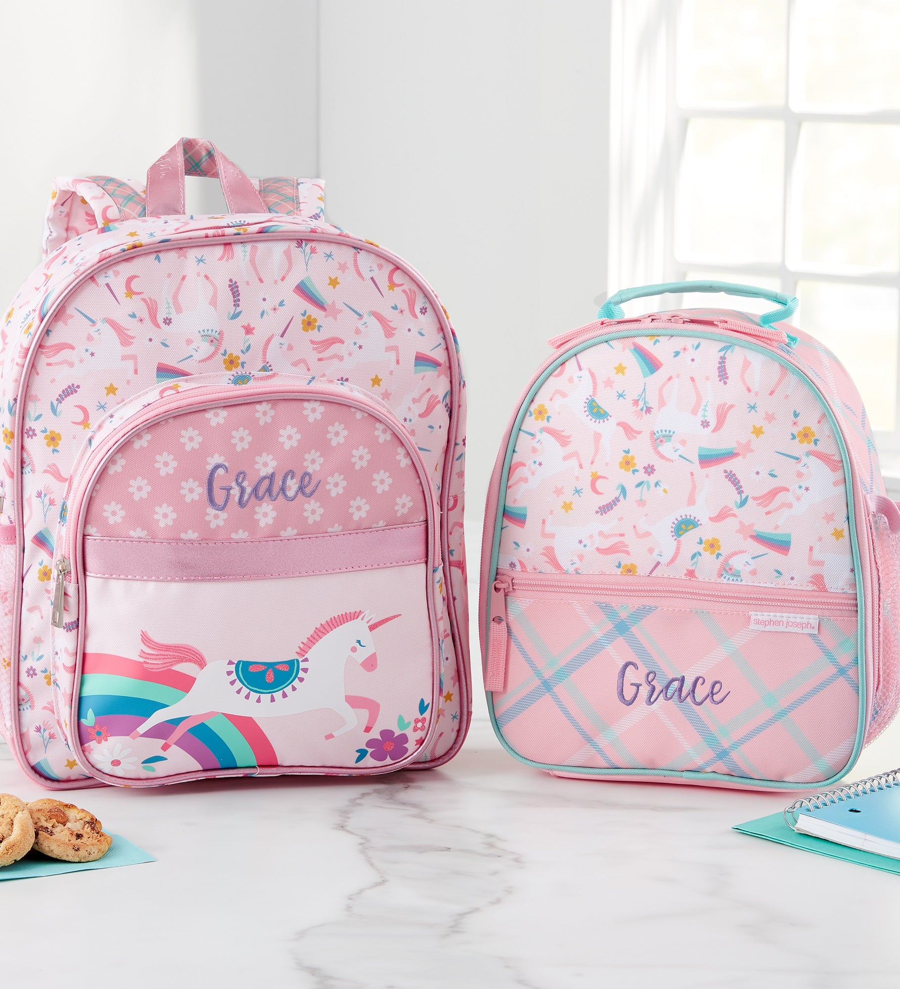 Unicorn Embroidered Classic Backpack by Stephen Joseph