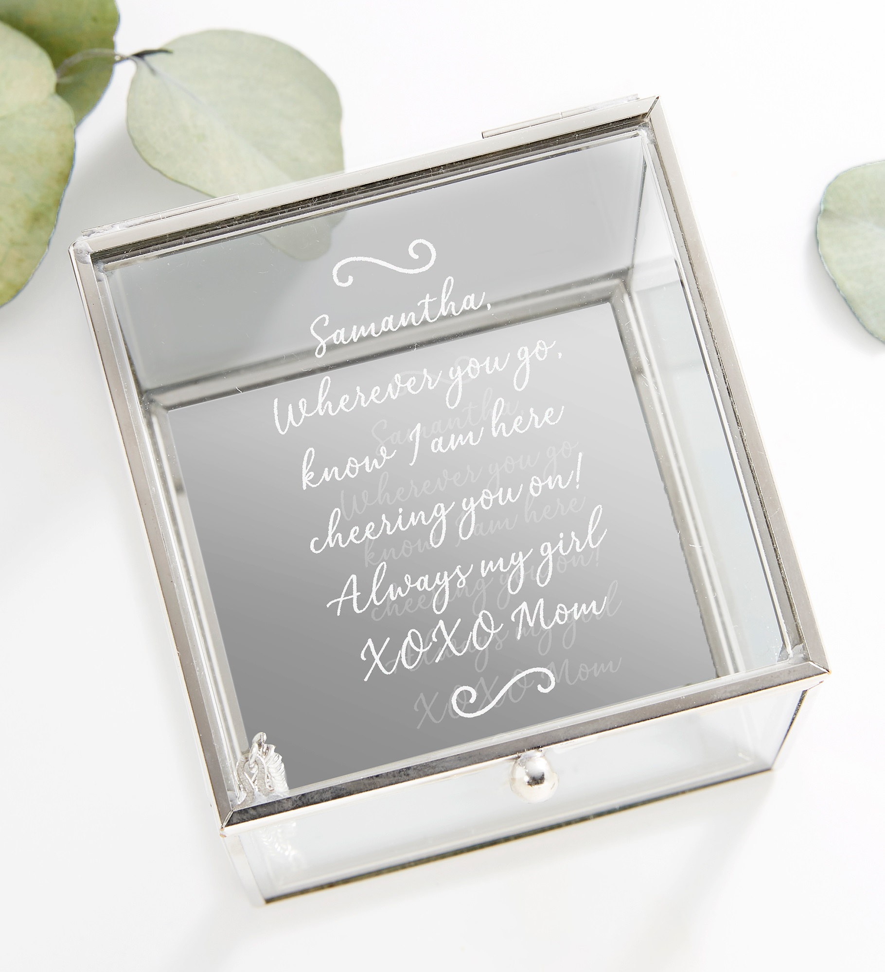 Write Your Message Personalized Glass Jewelry Box 