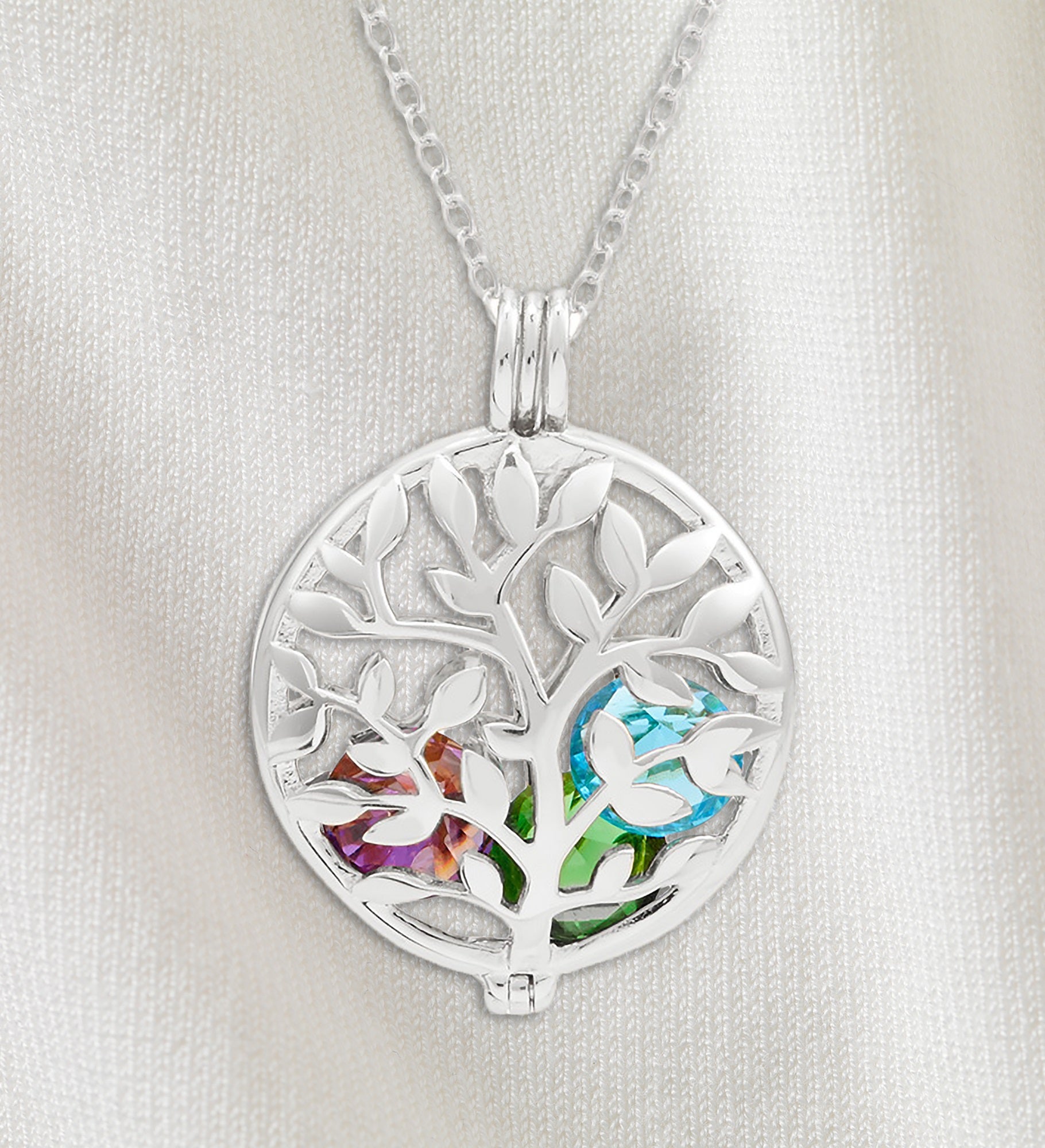 Family Tree Personalized Round Birthstone Locket