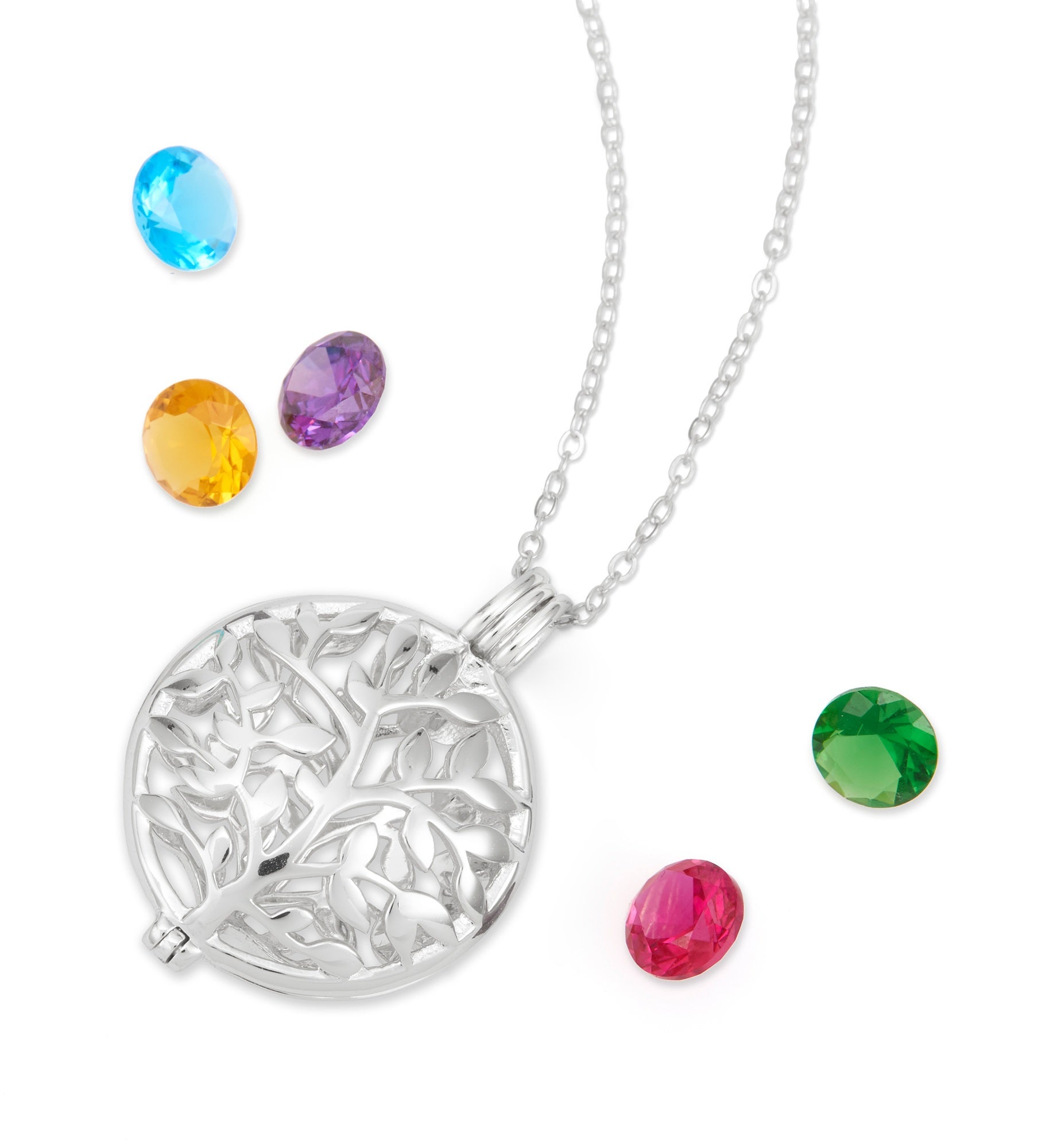 Family Tree Personalized Round Birthstone Locket