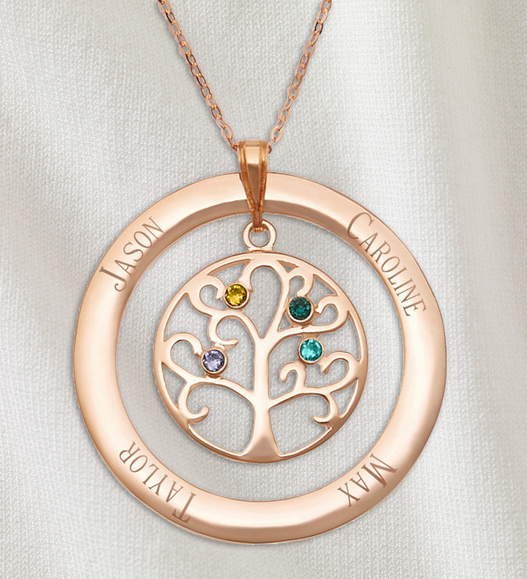 Family Tree Personalized Birthstone Necklace