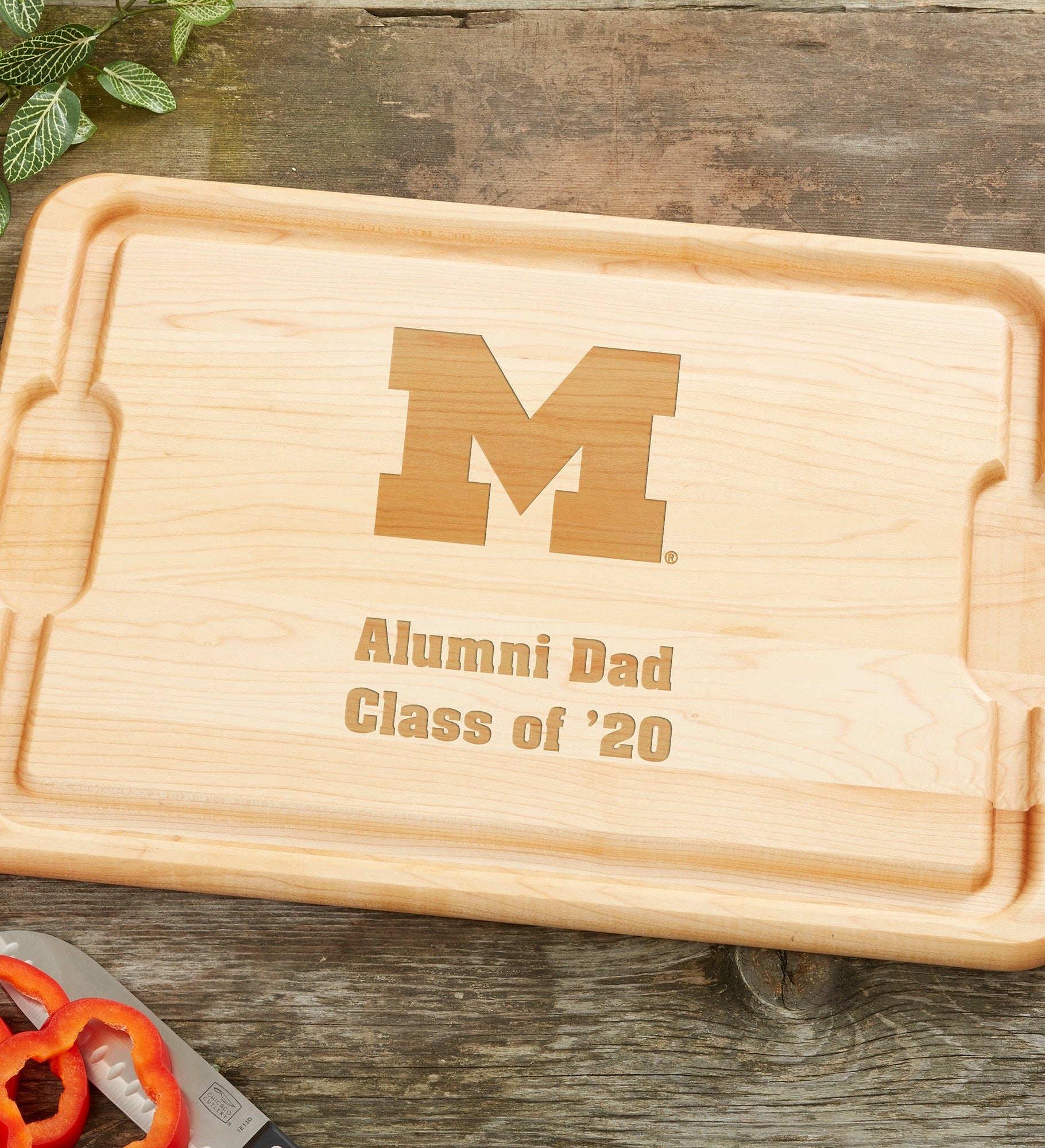NCAA Michigan Wolverines Personalized Hardwood Cutting Board