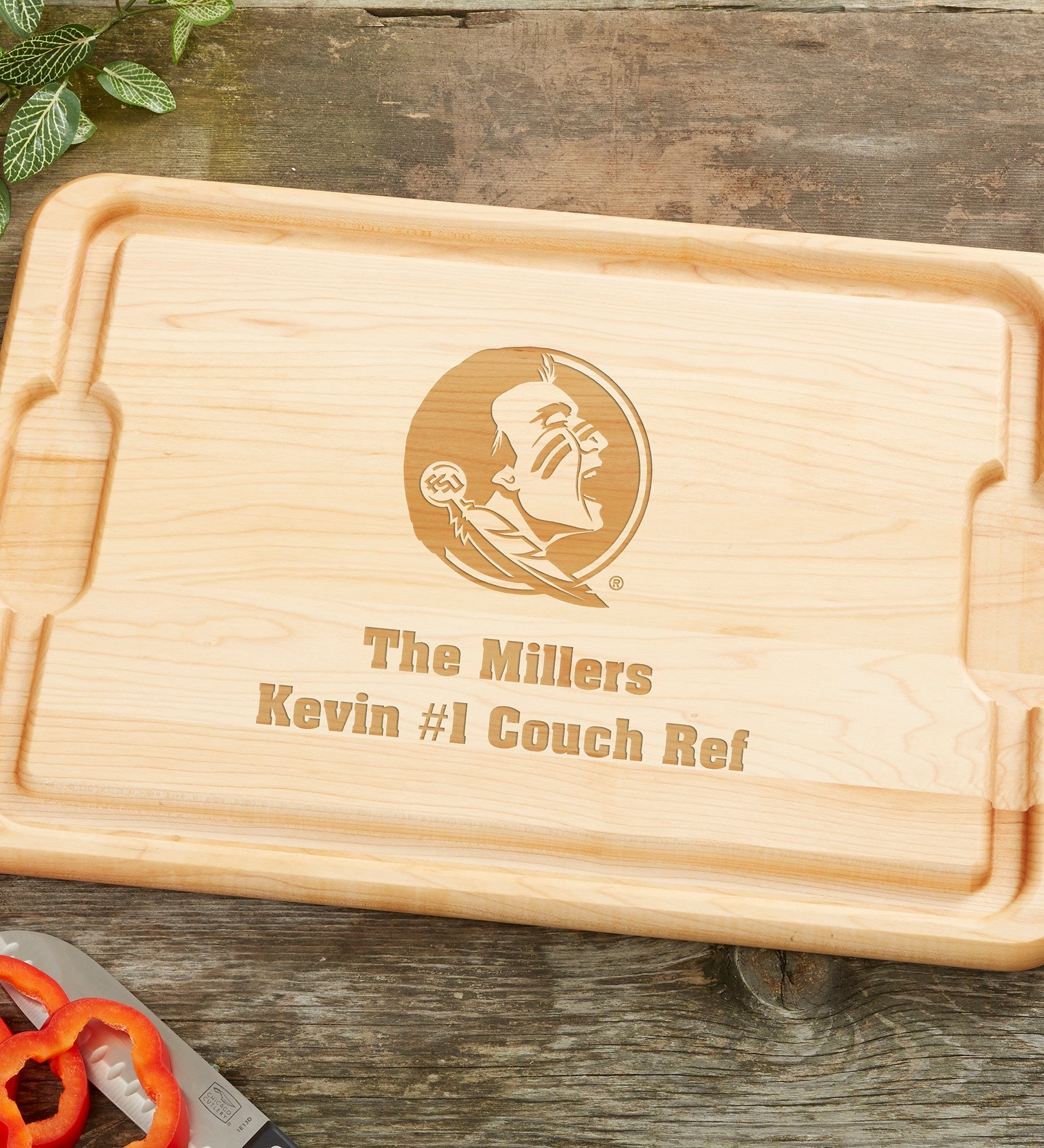 NCAA Florida State Seminoles Personalized Hardwood Cutting Board
