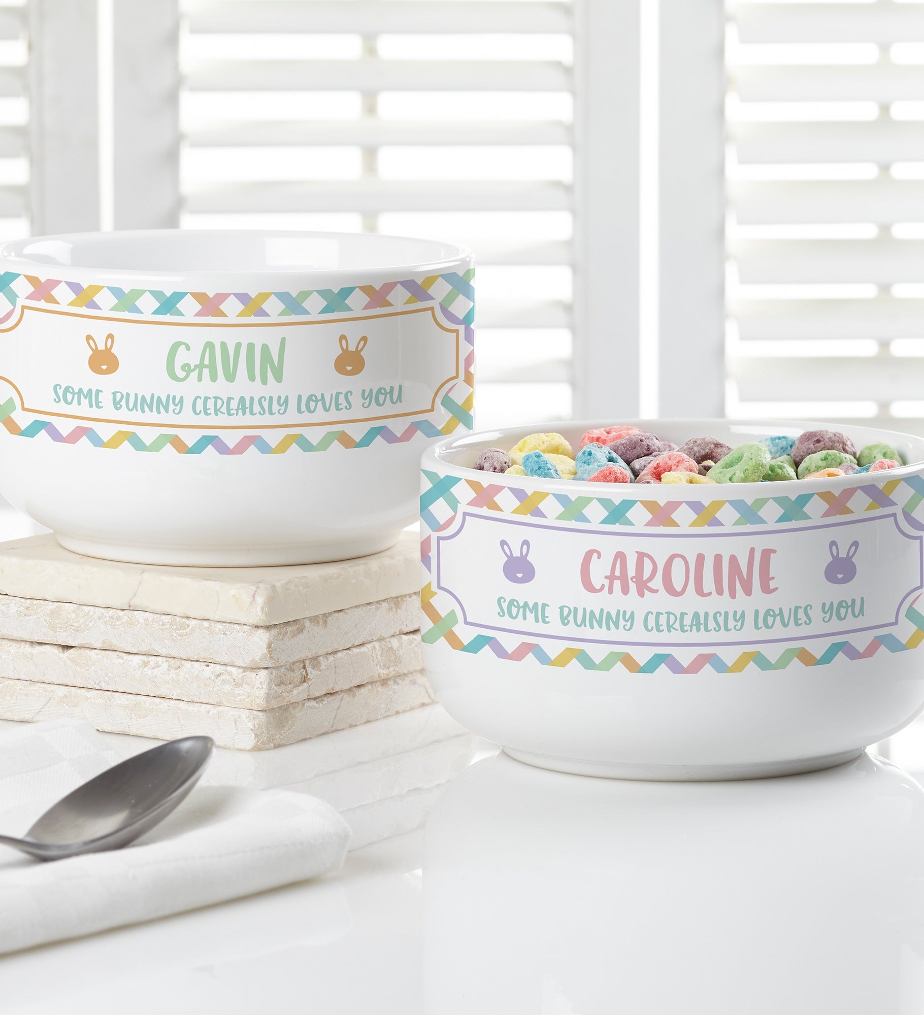 Somebunny Cerealsly Loves You Personalized 14 oz. Kids Cereal Bowl