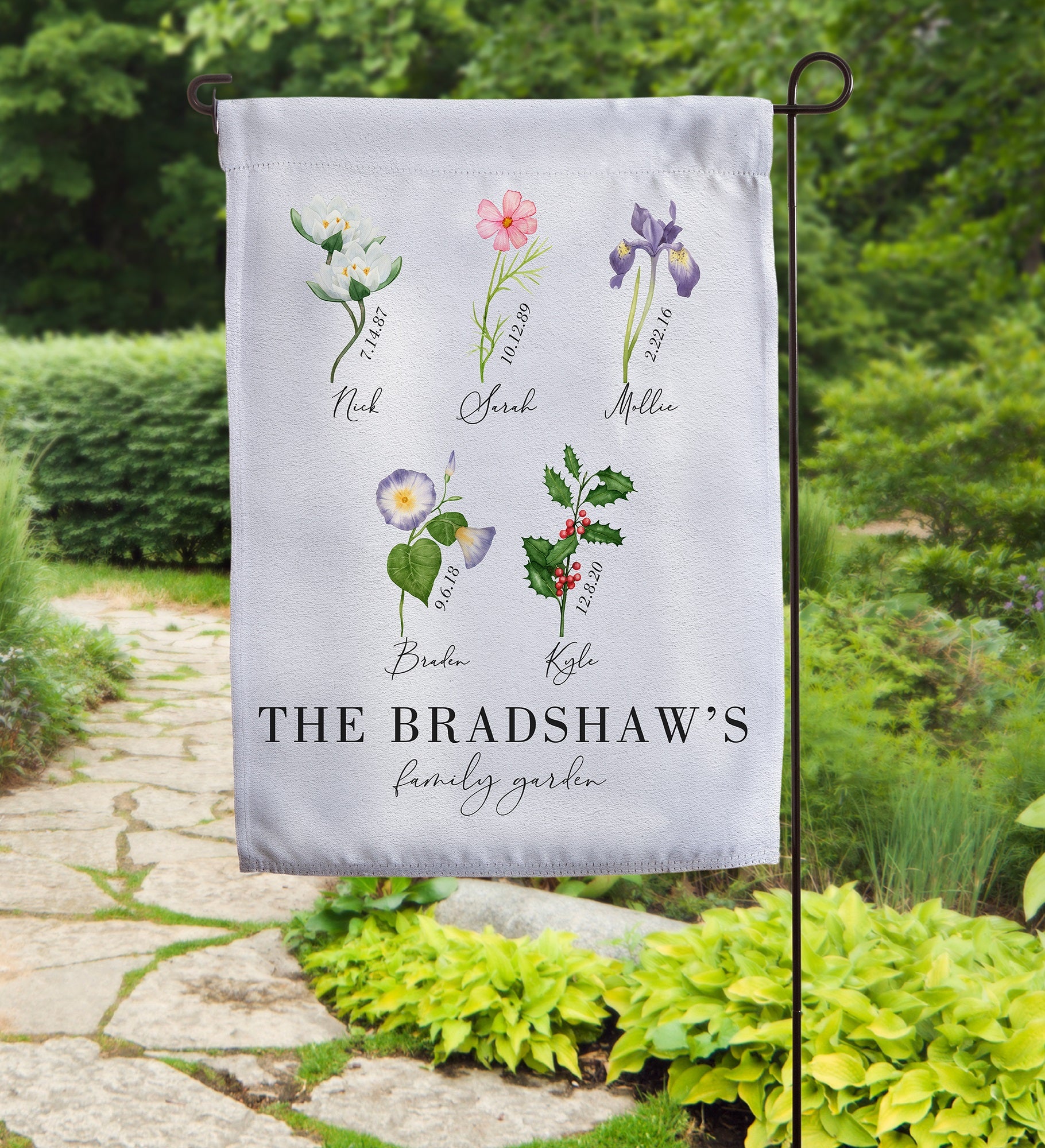 Birth Month Flower Personalized Garden Flag