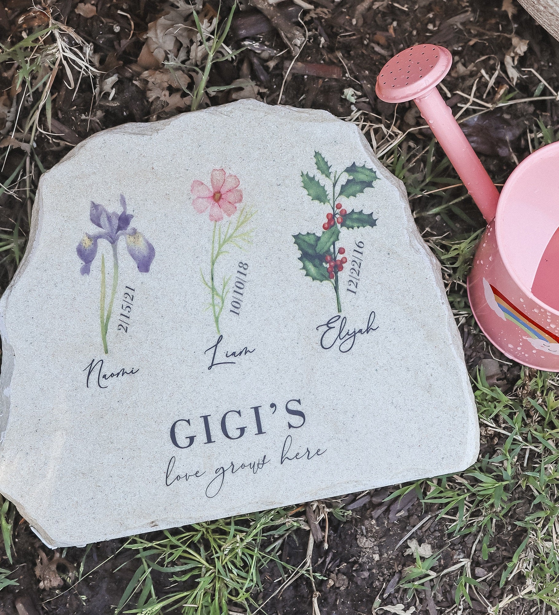 Birth Month Flower Personalized Standing Garden Stone