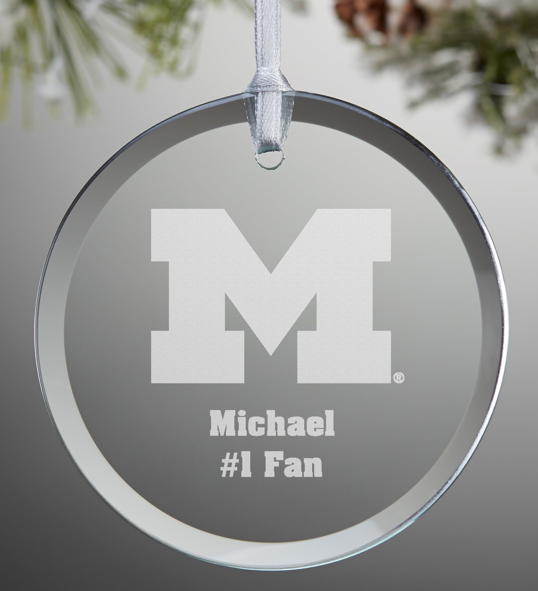 NCAA Michigan Wolverines Personalized Glass Ornament