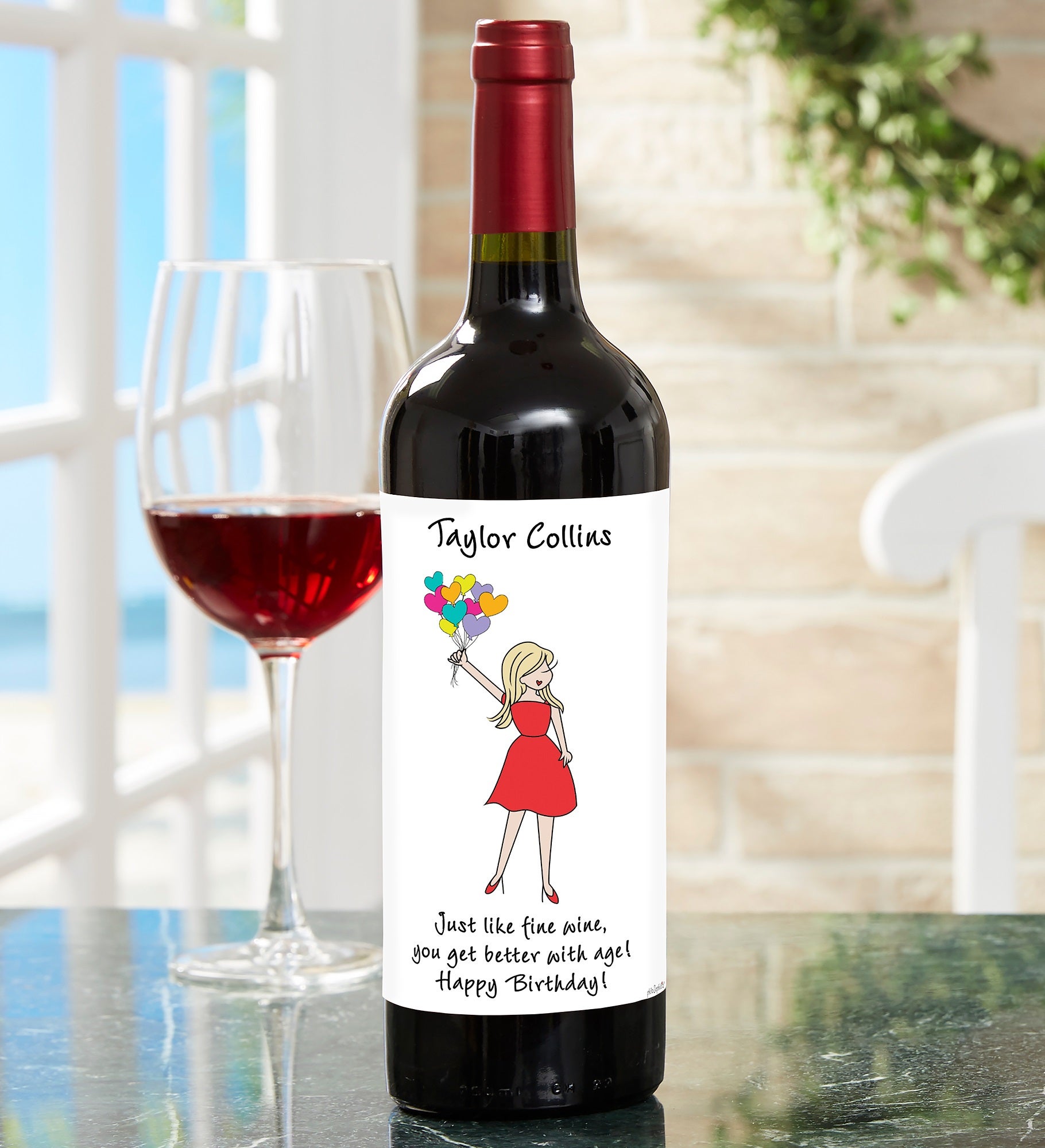 Birthday Balloons philo Sophie's® Personalized Wine Label