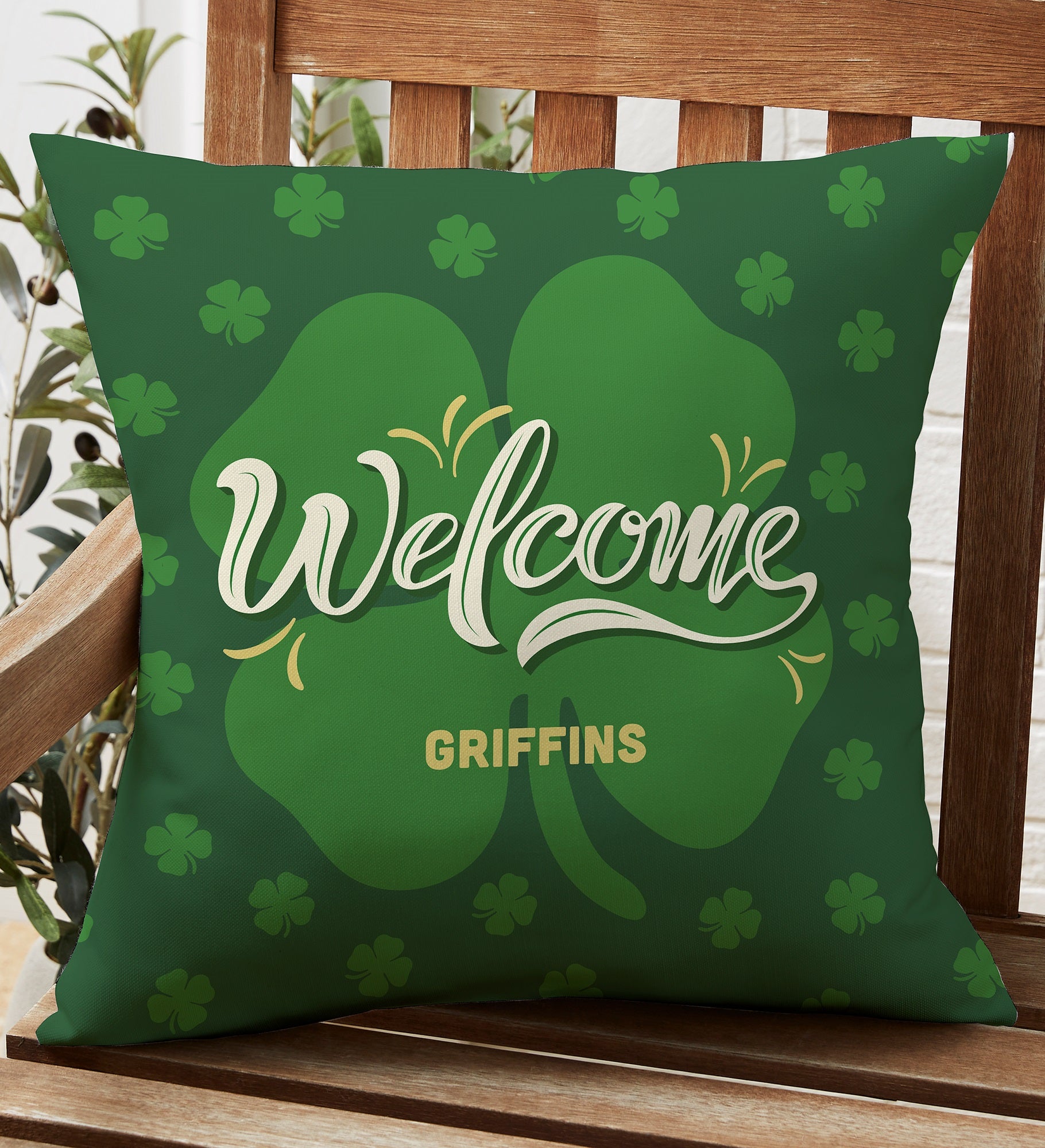 St. Patrick's Day Personalized Outdoor Throw Pillow