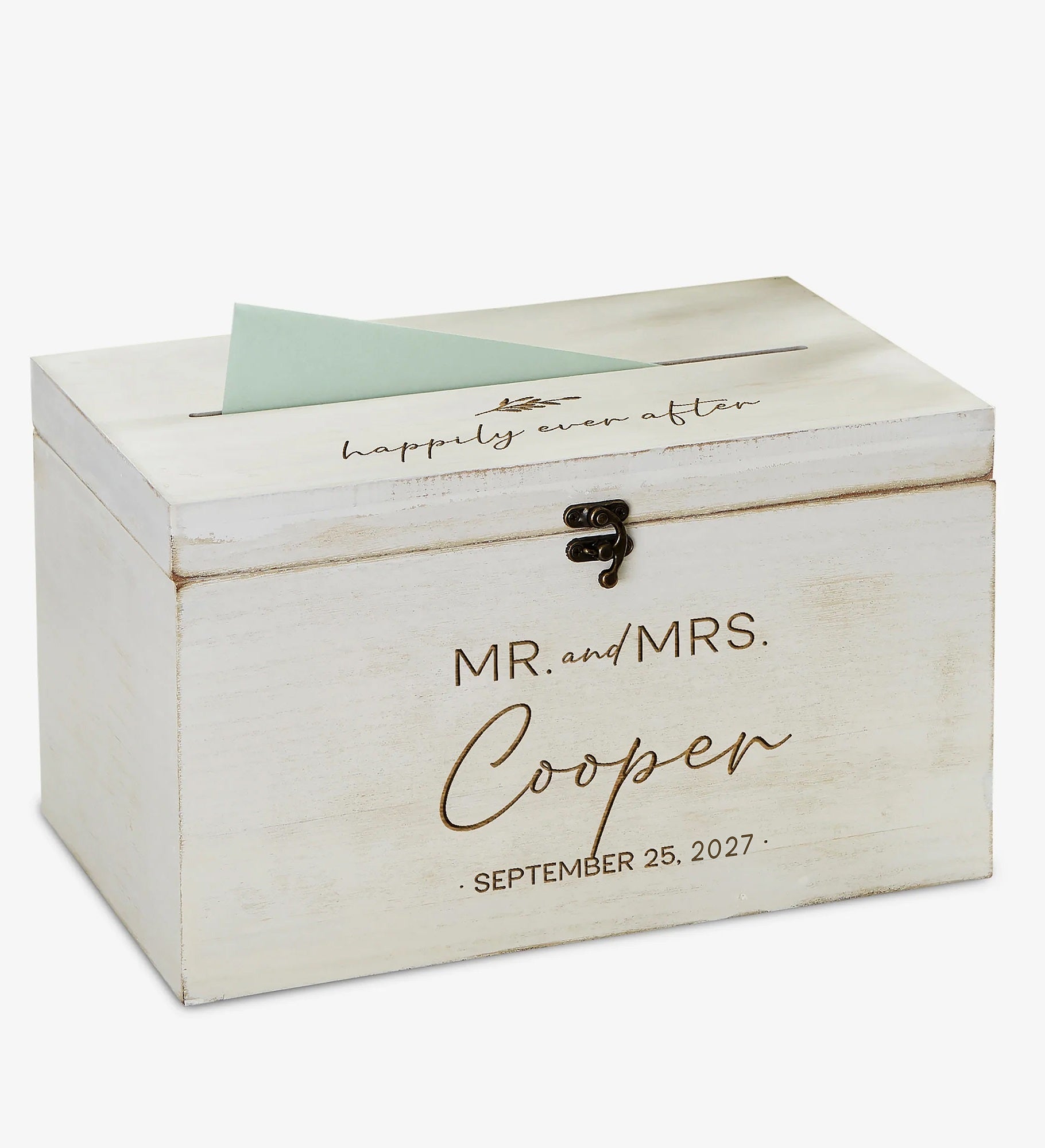 Natural Love Engraved Wooden Wedding Keepsake Card Box