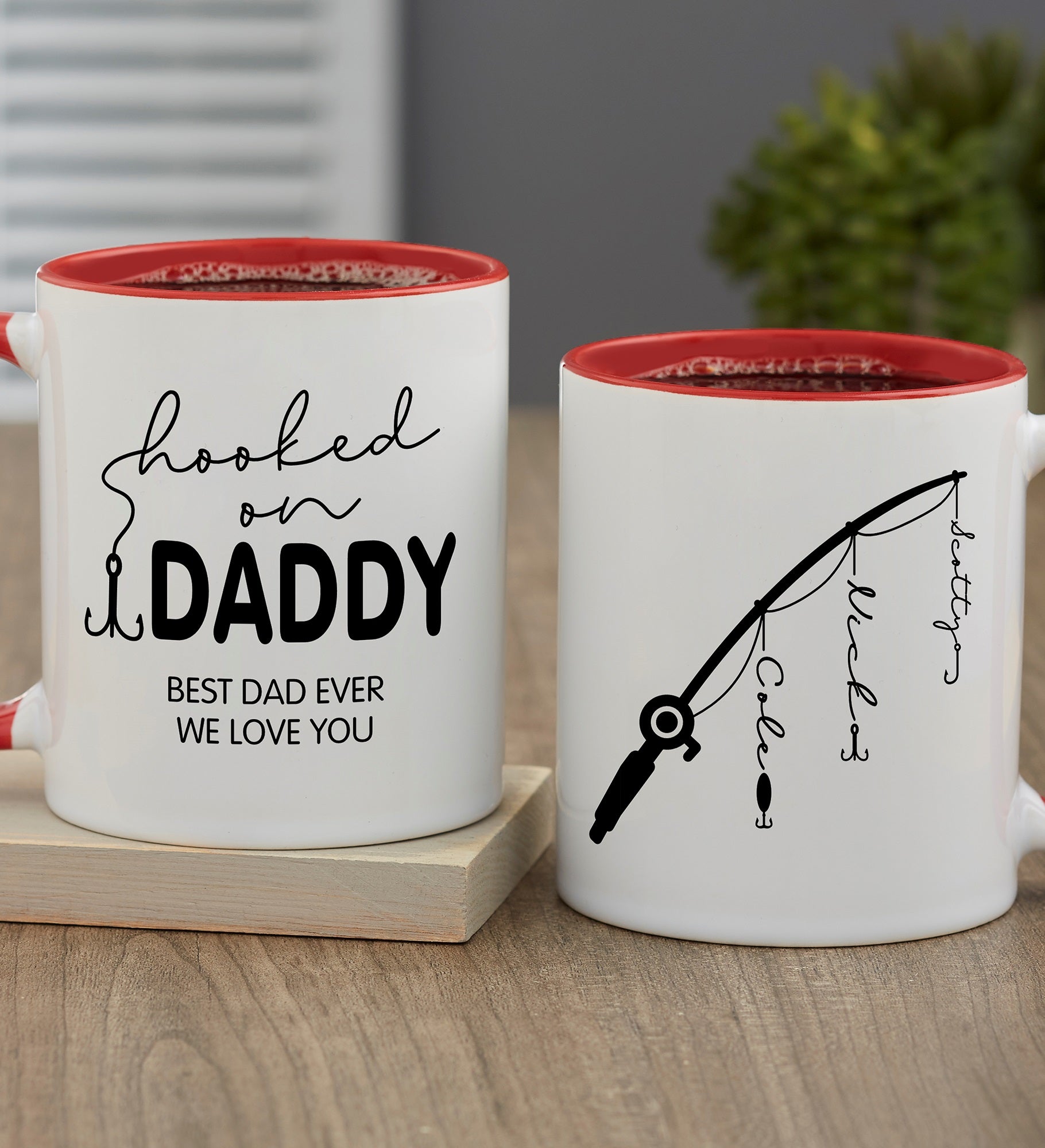 Hooked On Dad Personalized Coffee Mugs