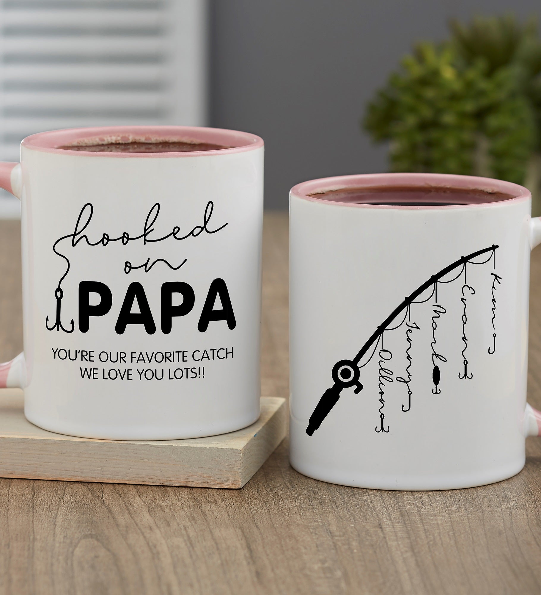 Hooked On Dad Personalized Coffee Mugs
