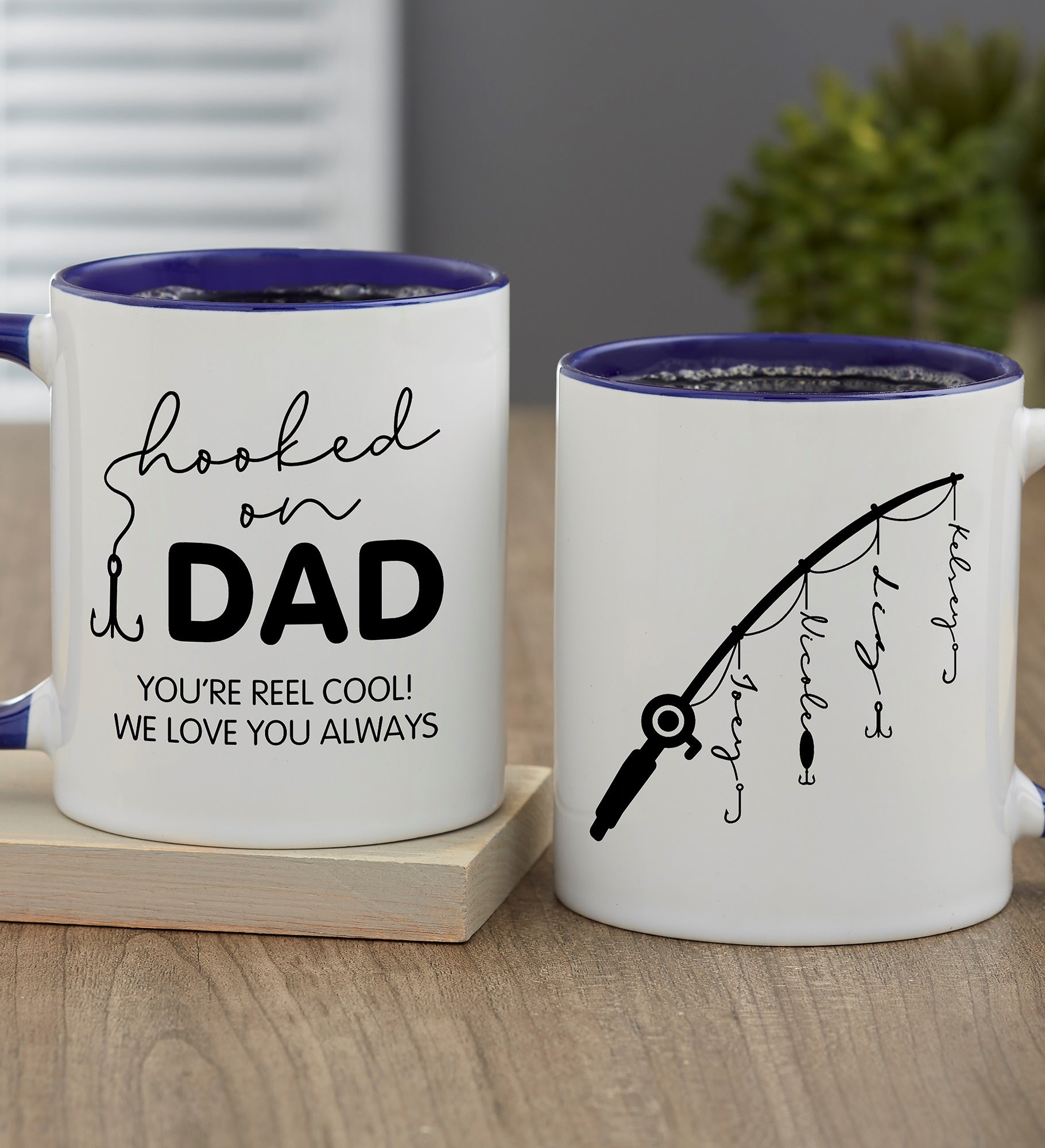 Hooked On Dad Personalized Coffee Mugs