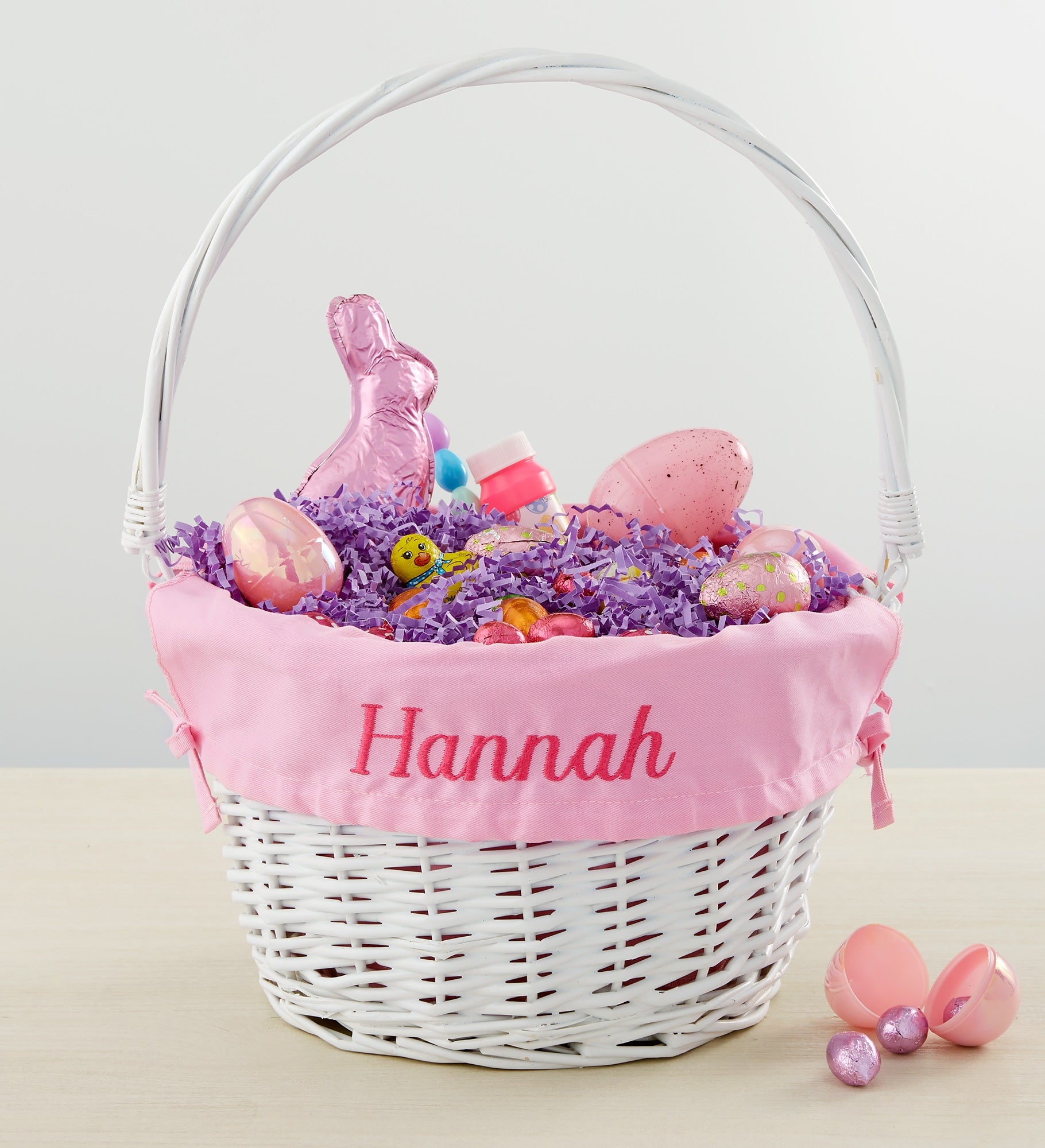 Personalized White Easter Basket With Drop-Down Handle
