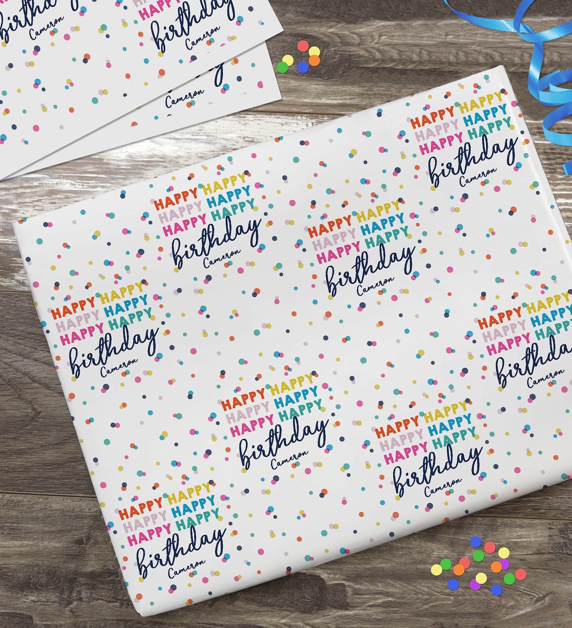 Happy Happy Birthday Personalized Wrapping Paper