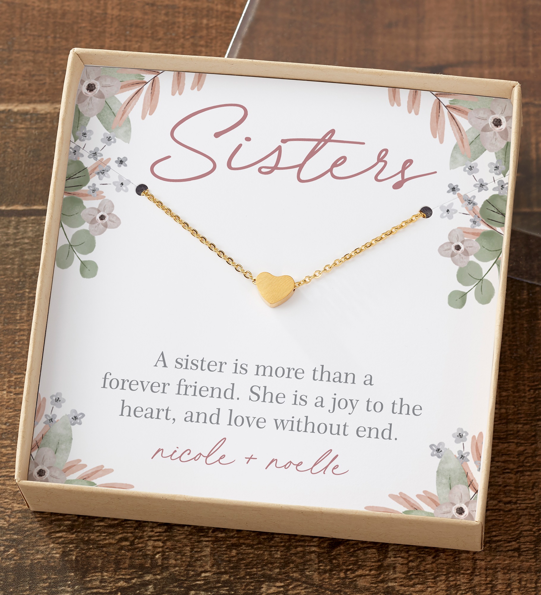 My Sister Necklace With Personalized Message Card