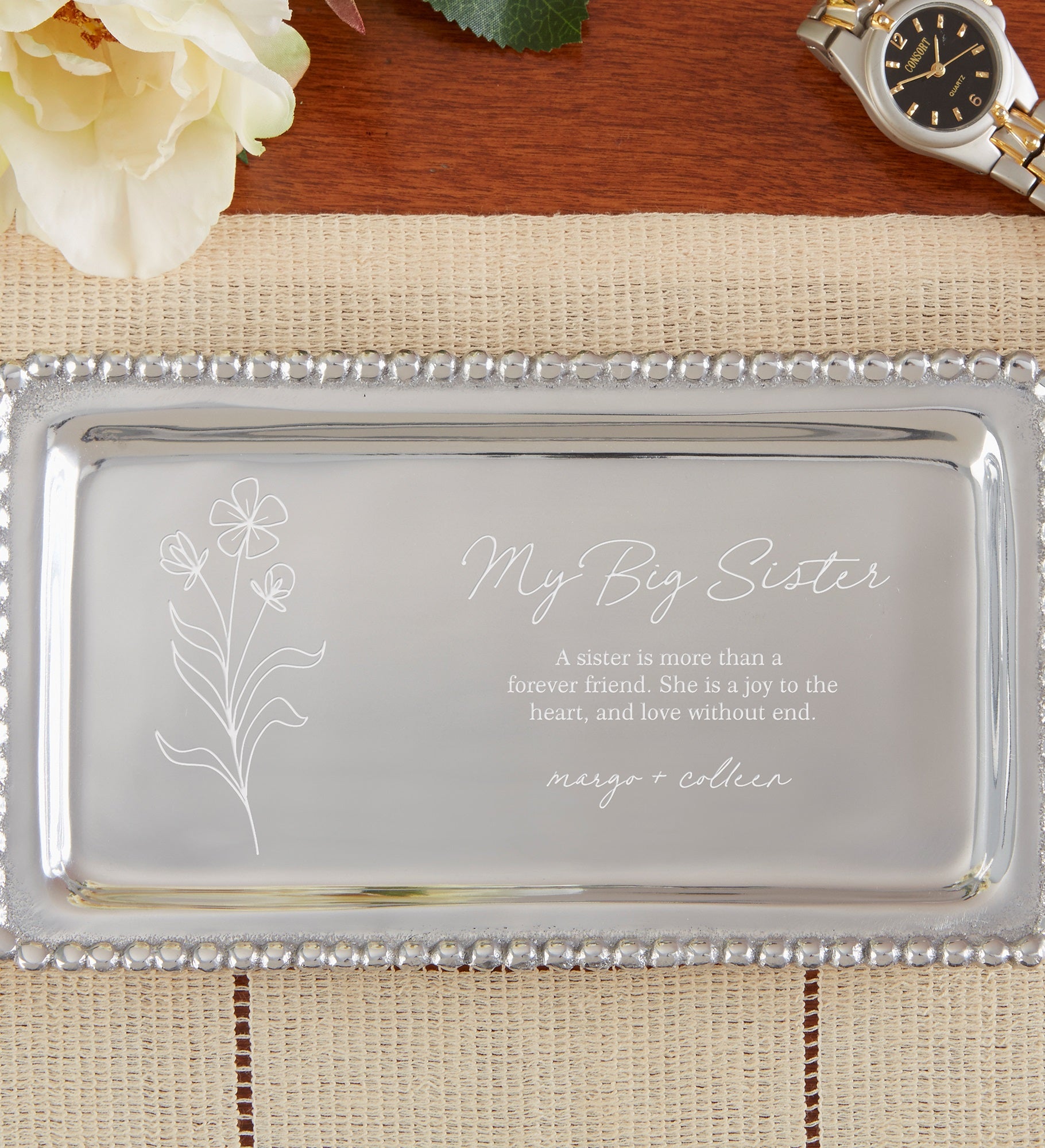 Mariposa® My Sister Personalized Rectangle Jewelry Tray