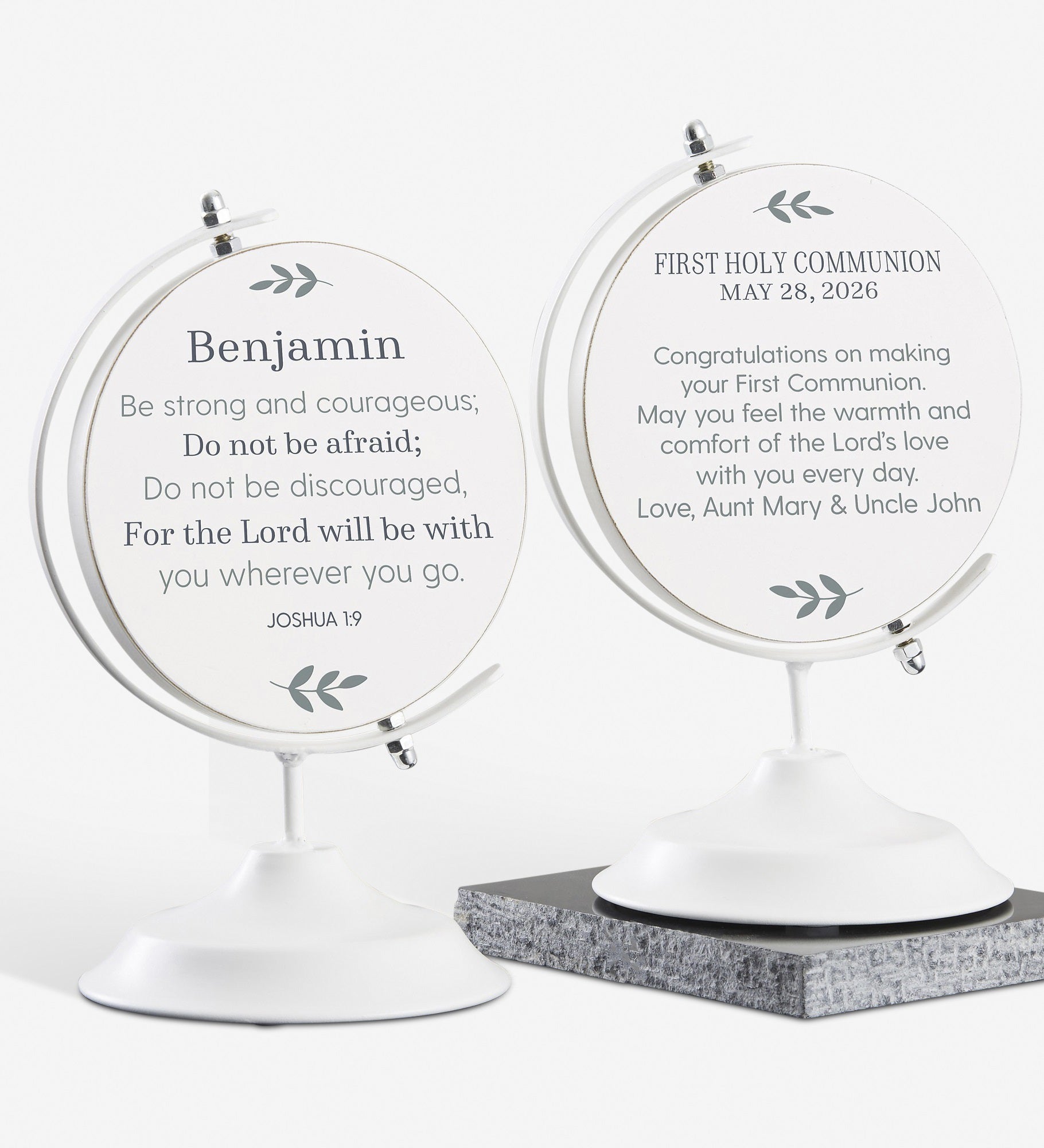 Go Be Great Personalized Communion Wooden Decorative Globe