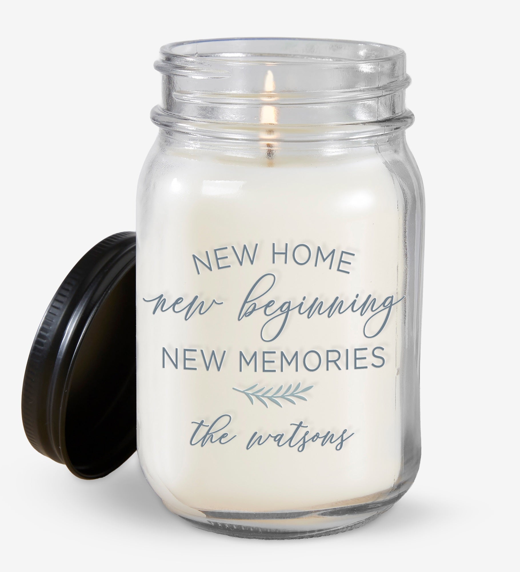 New Home, New Memories Personalized Farmhouse Candle Jar