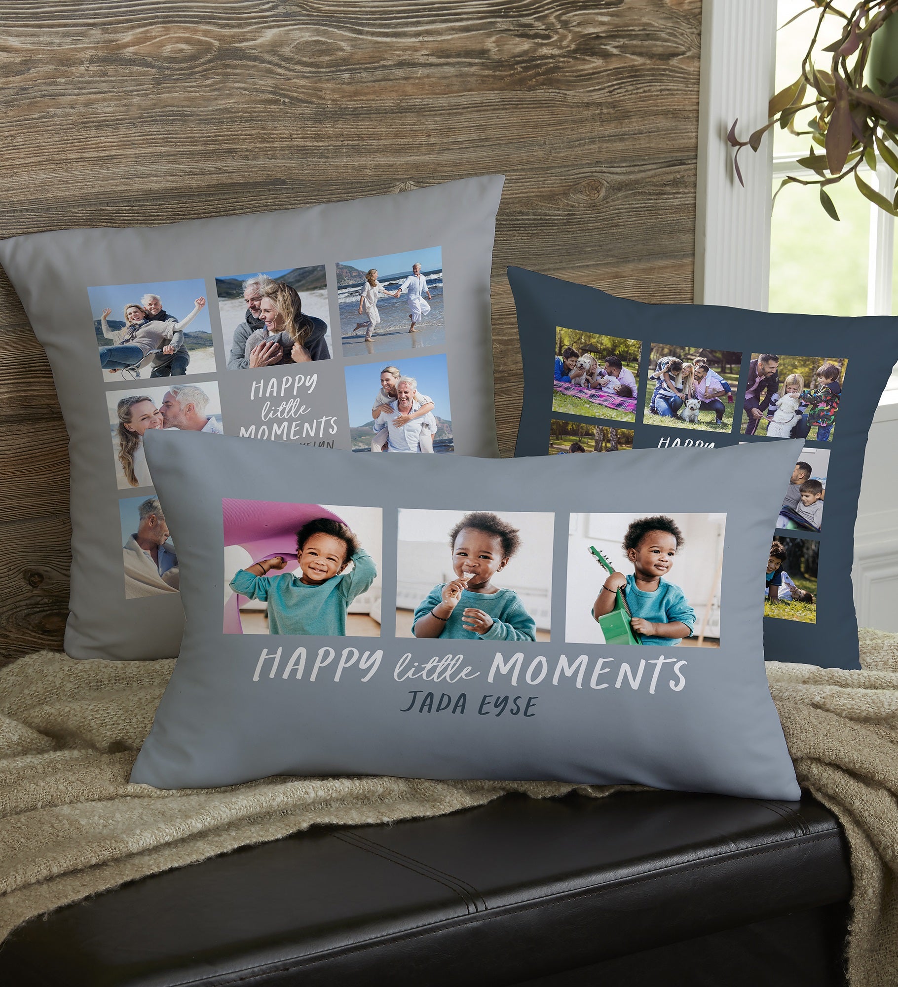 Happy Little Moments Personalized Photo Throw Pillow