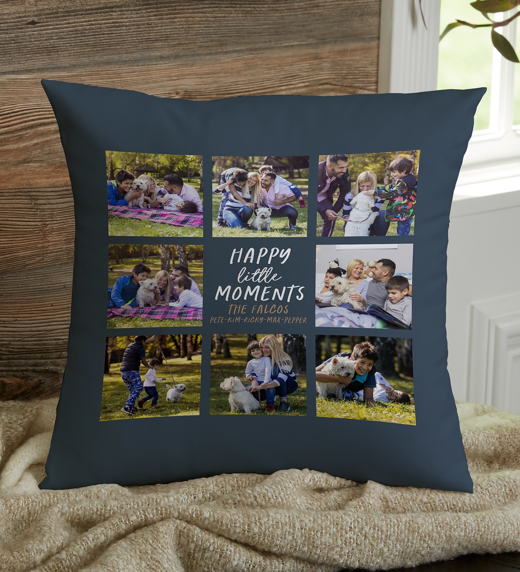 Happy Little Moments Personalized Photo Throw Pillow