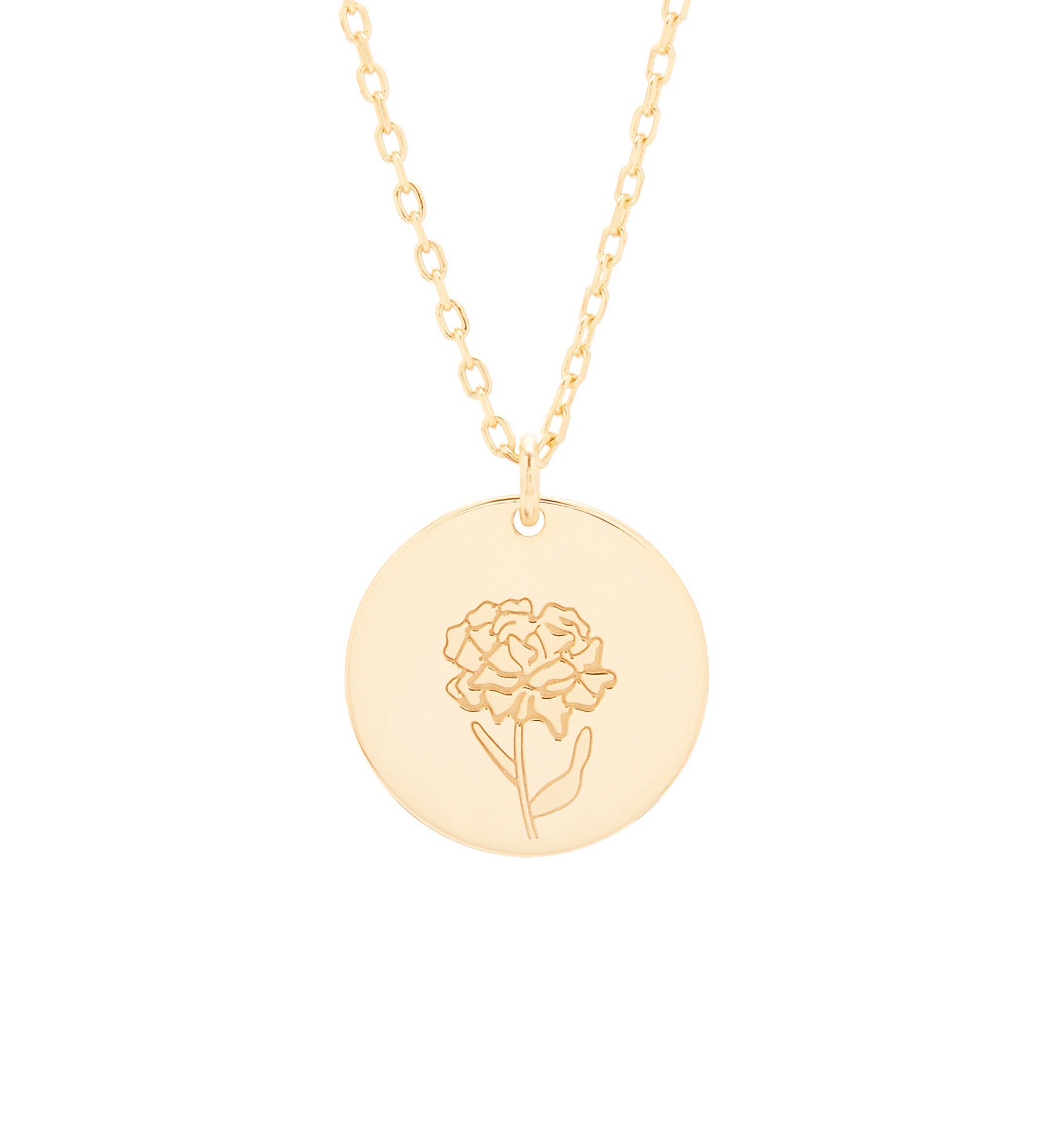 January Birth Flower Carnation Gold Pendant