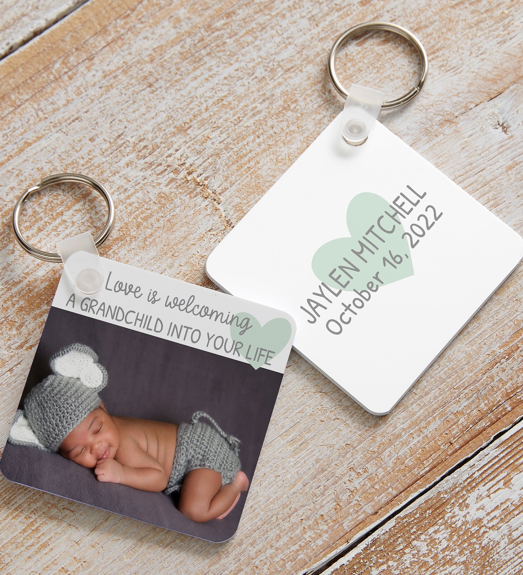 Love Is Welcoming a Grandchild into your Life Personalized Photo Keyring