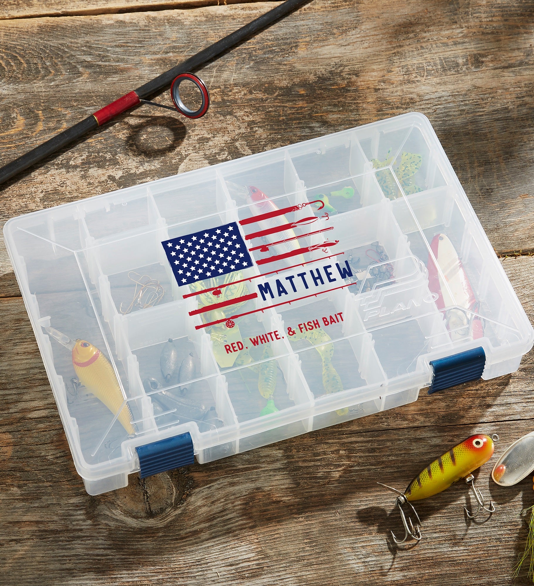 Patriotic Fishing Personalized Tackle Fishing Box