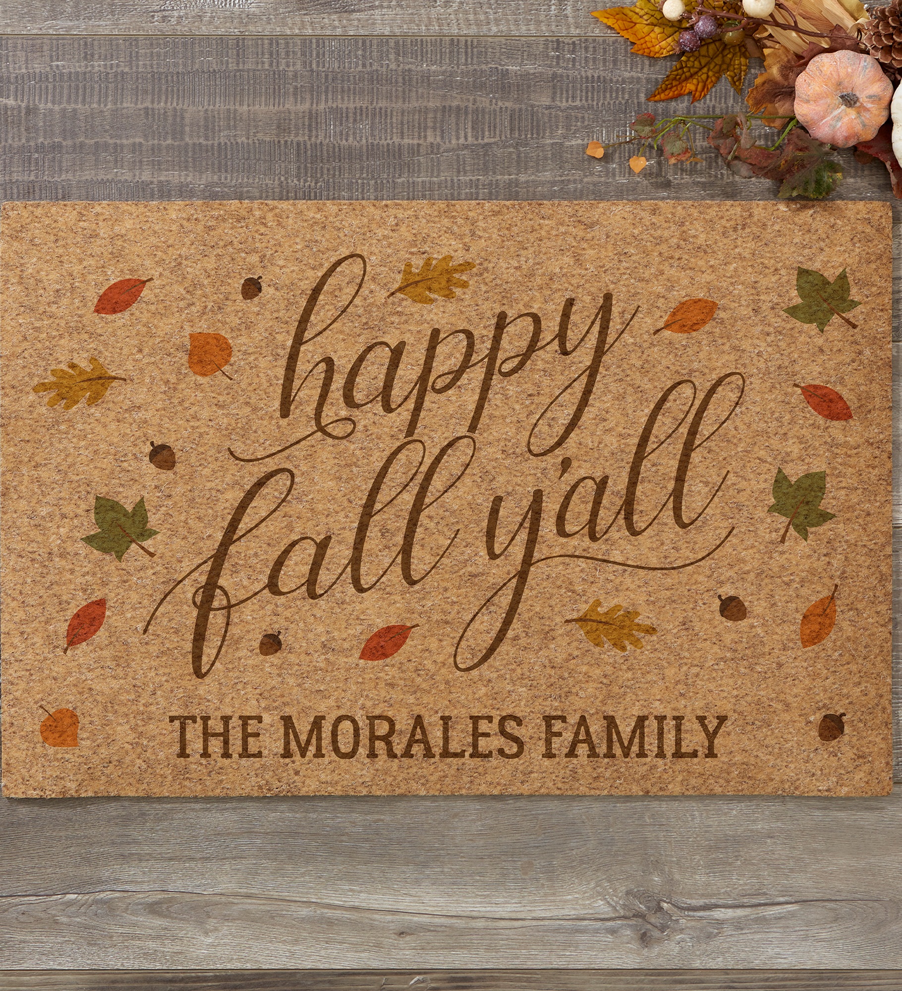 Happy Fall Yall Personalized 18x27 Synthetic Coir Doormat