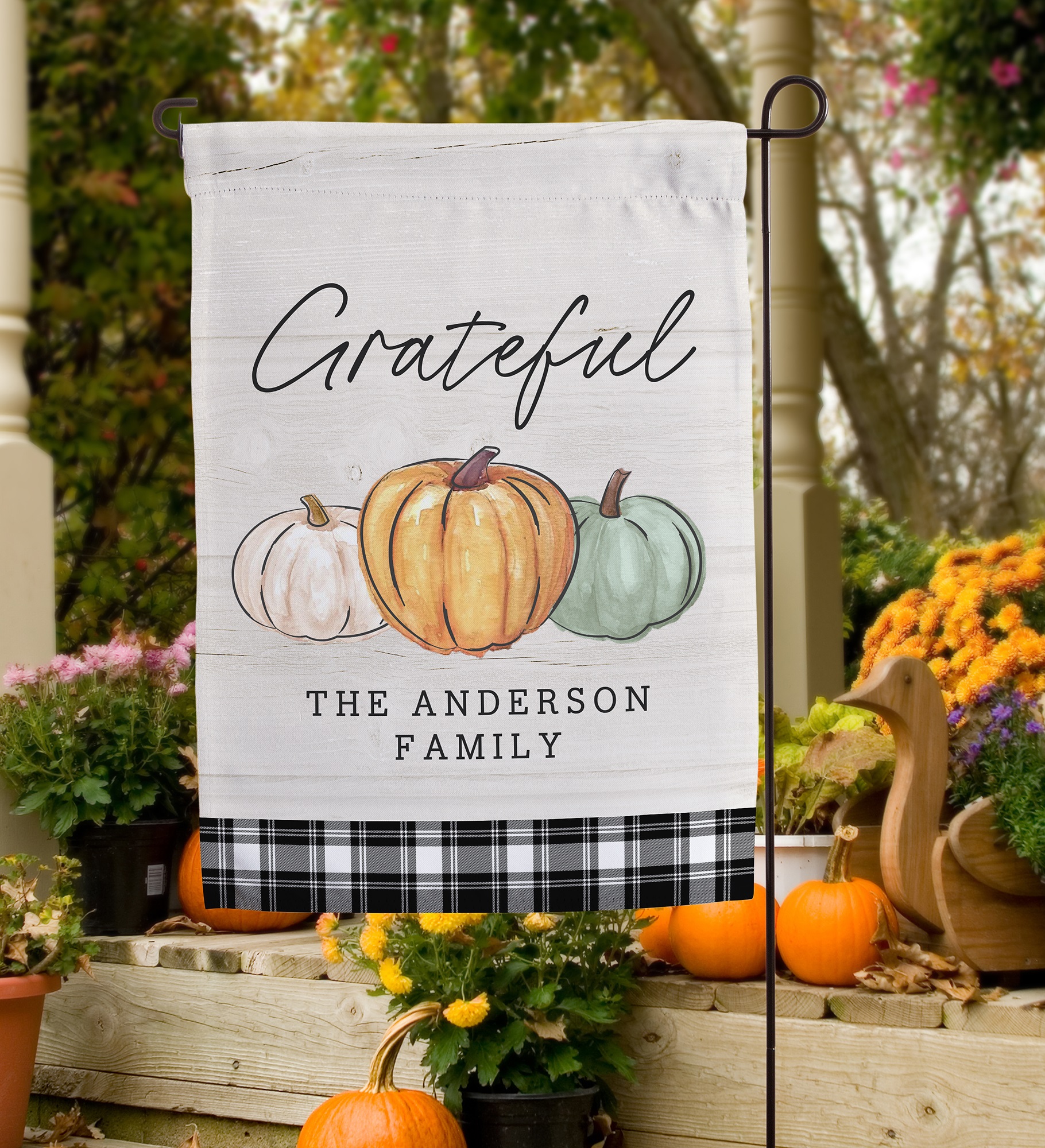 Fall Family Pumpkins Personalized Garden Flag