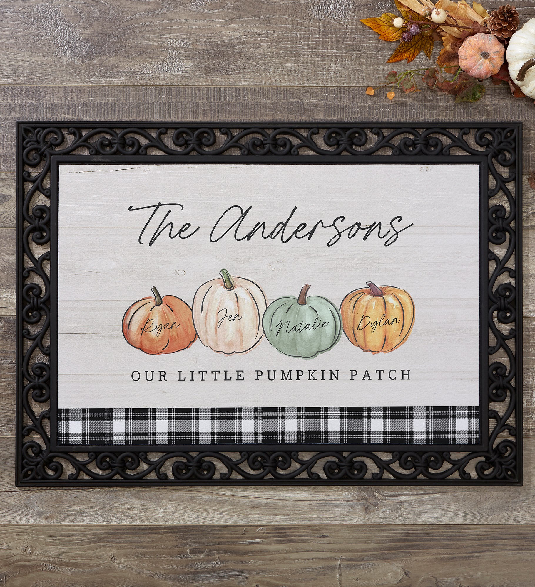 Fall Family Pumpkins Personalized Doormats