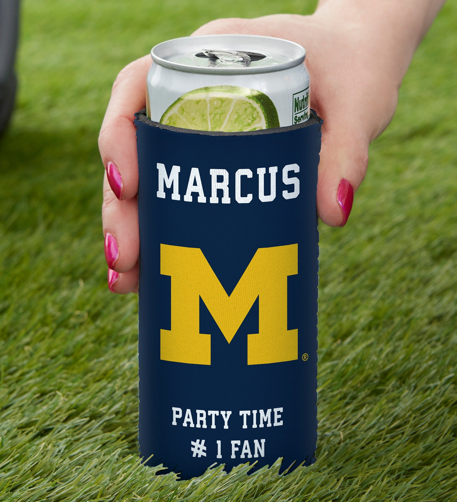NCAA Michigan Wolverines Personalized Slim Can Cooler