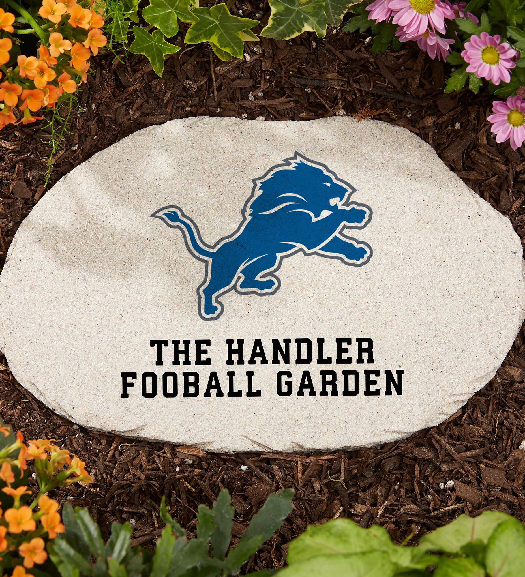NFL Detroit Lions Personalized Round Garden Stone