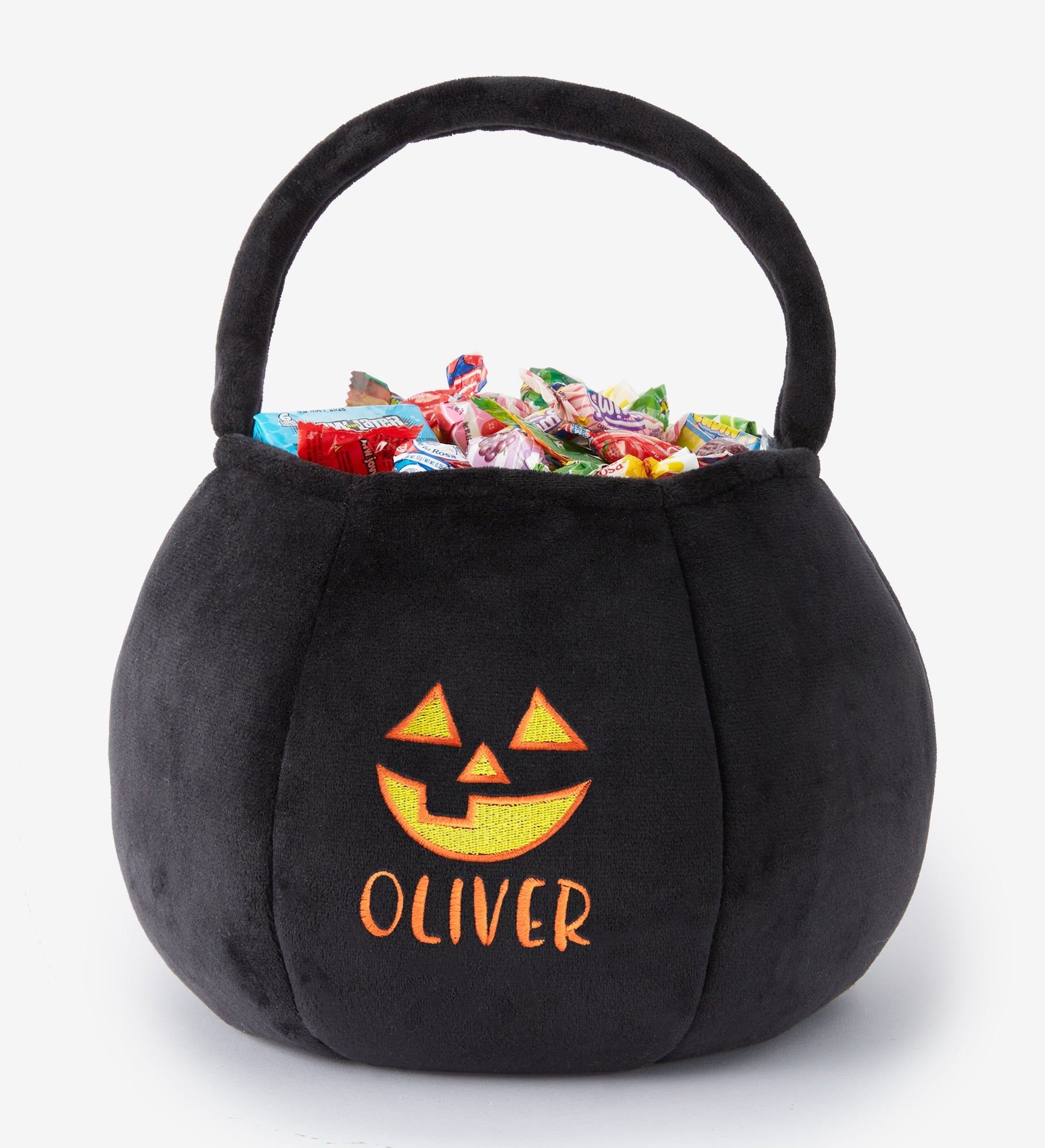 Jack-o-Lantern Embroidered Plush Halloween Treat Bag