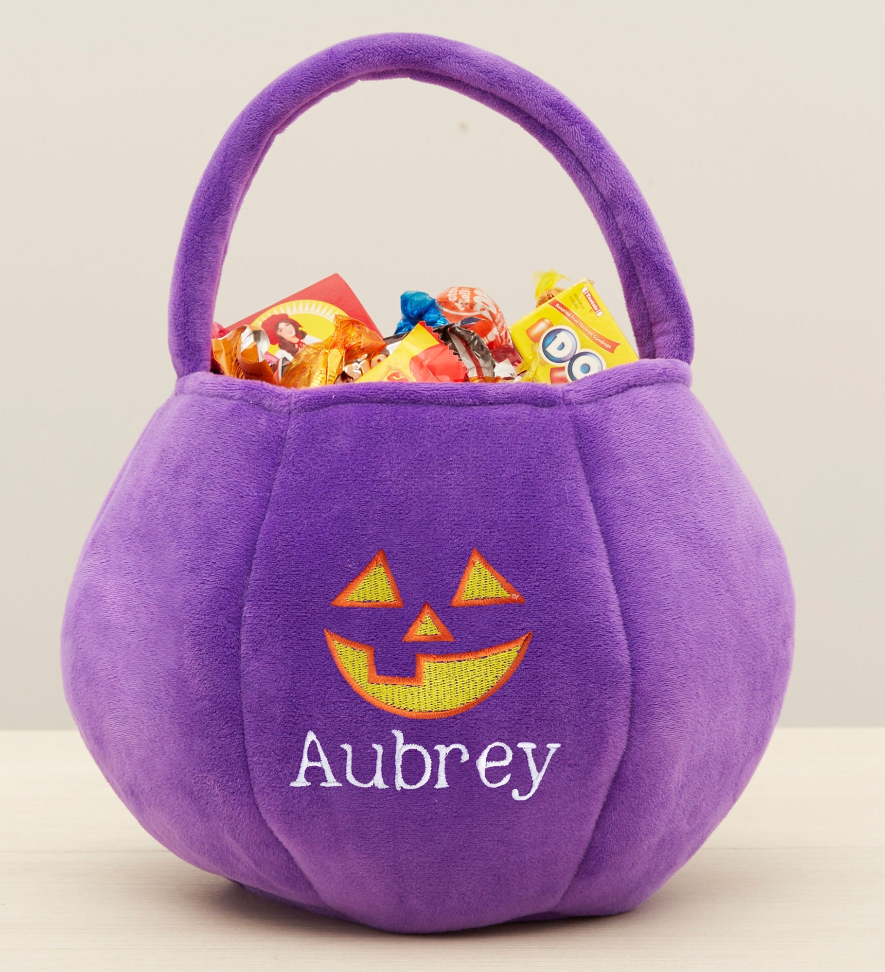 Jack o' Lantern Embroidered Plush Halloween Treat Bag