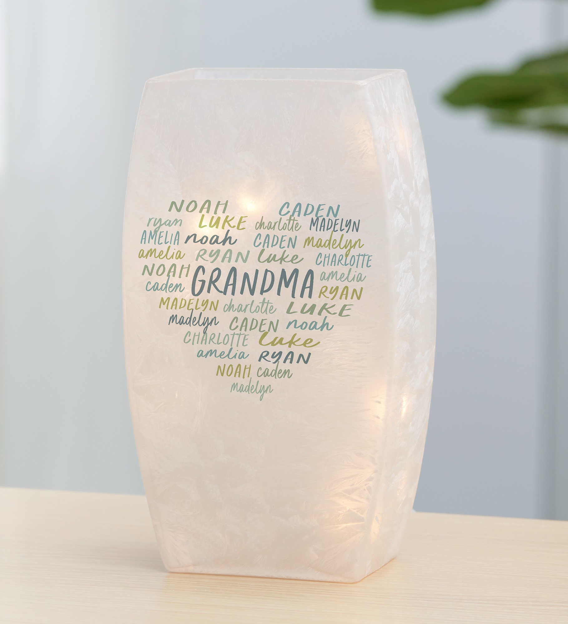 Grateful Heart Personalized Frosted Tabletop Light