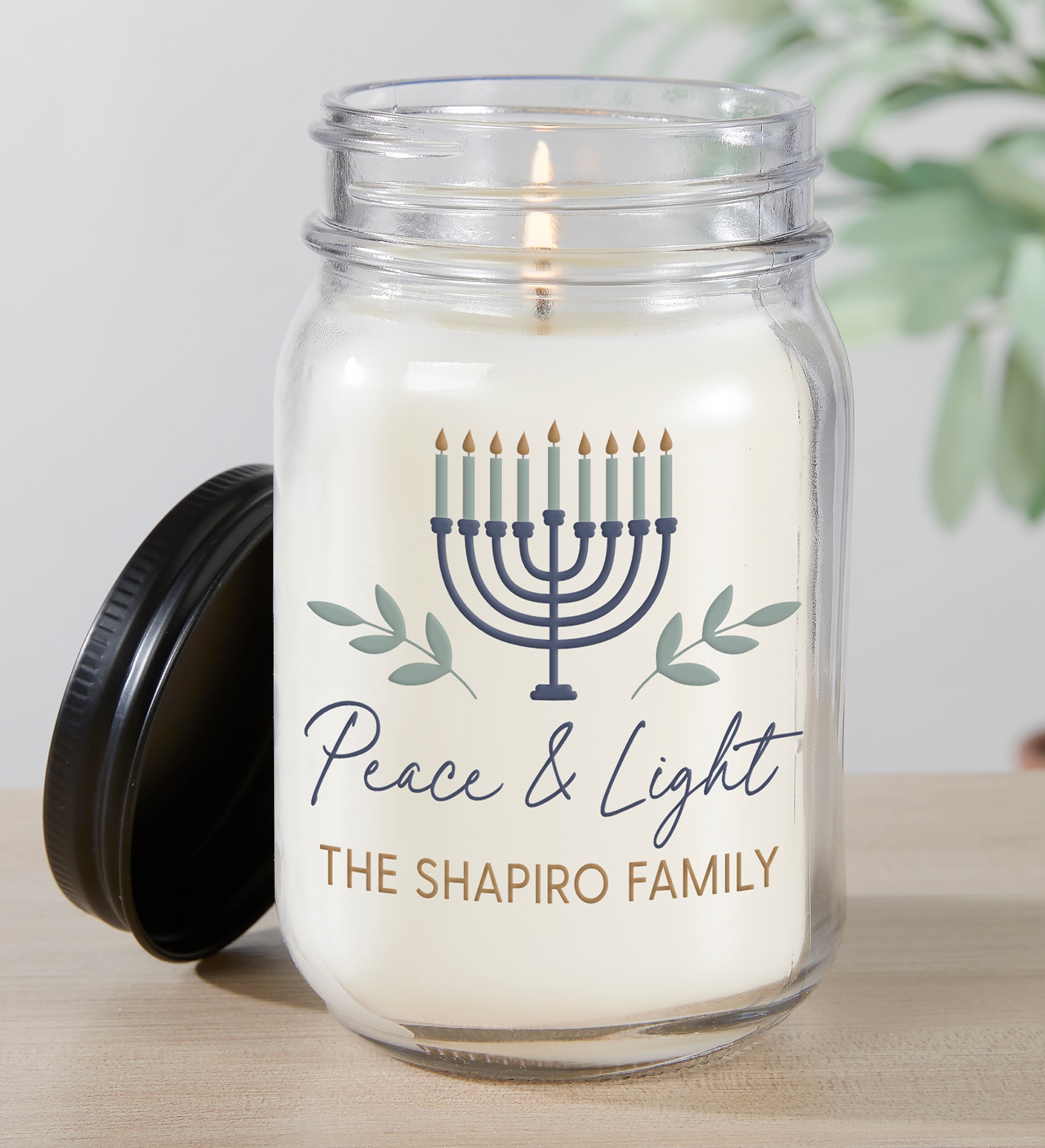 Spirit of Hanukkah Personalized Farmhouse Candle Jar
