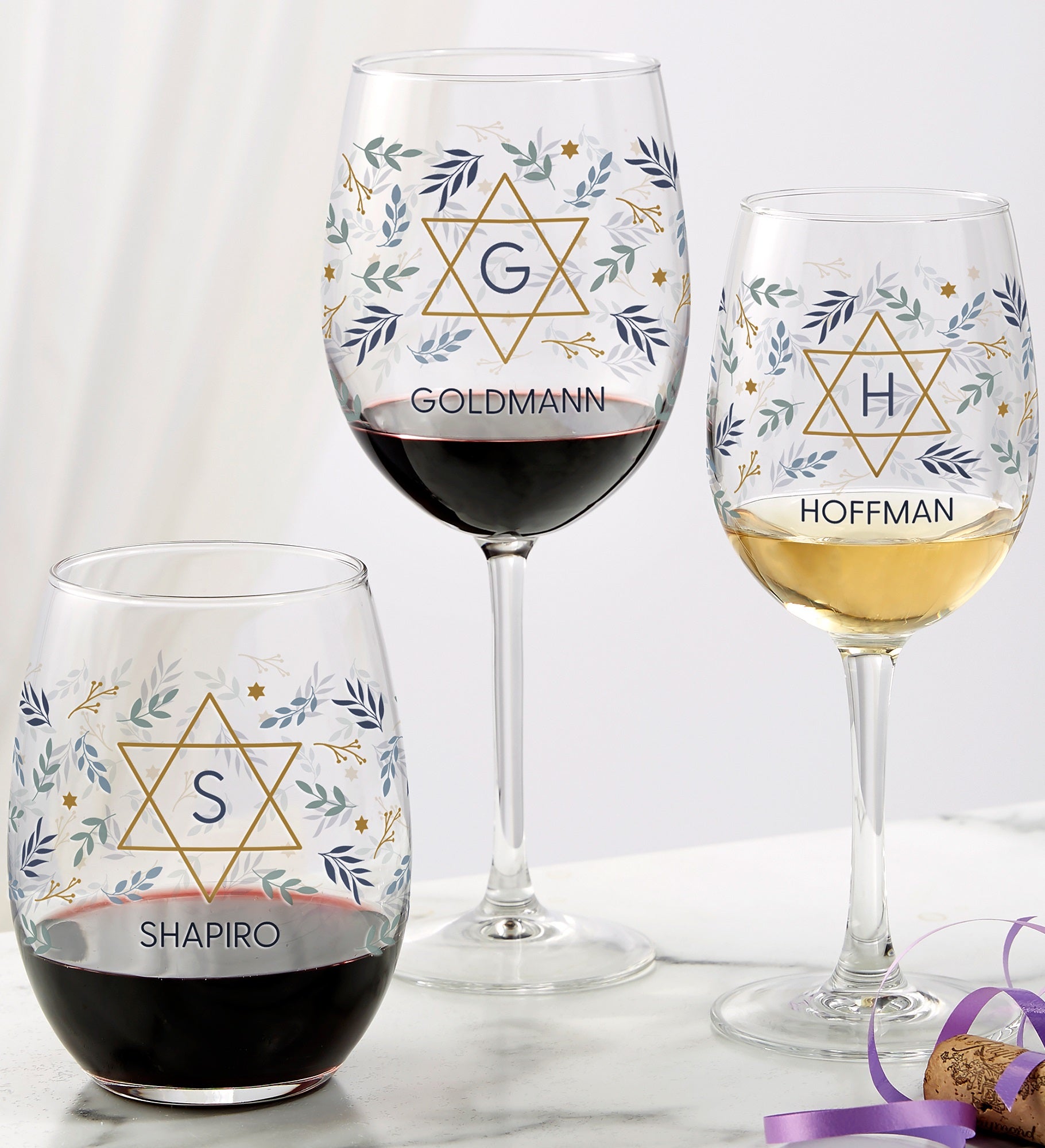 Spirit of Hanukkah Personalized Wine Glass Collection