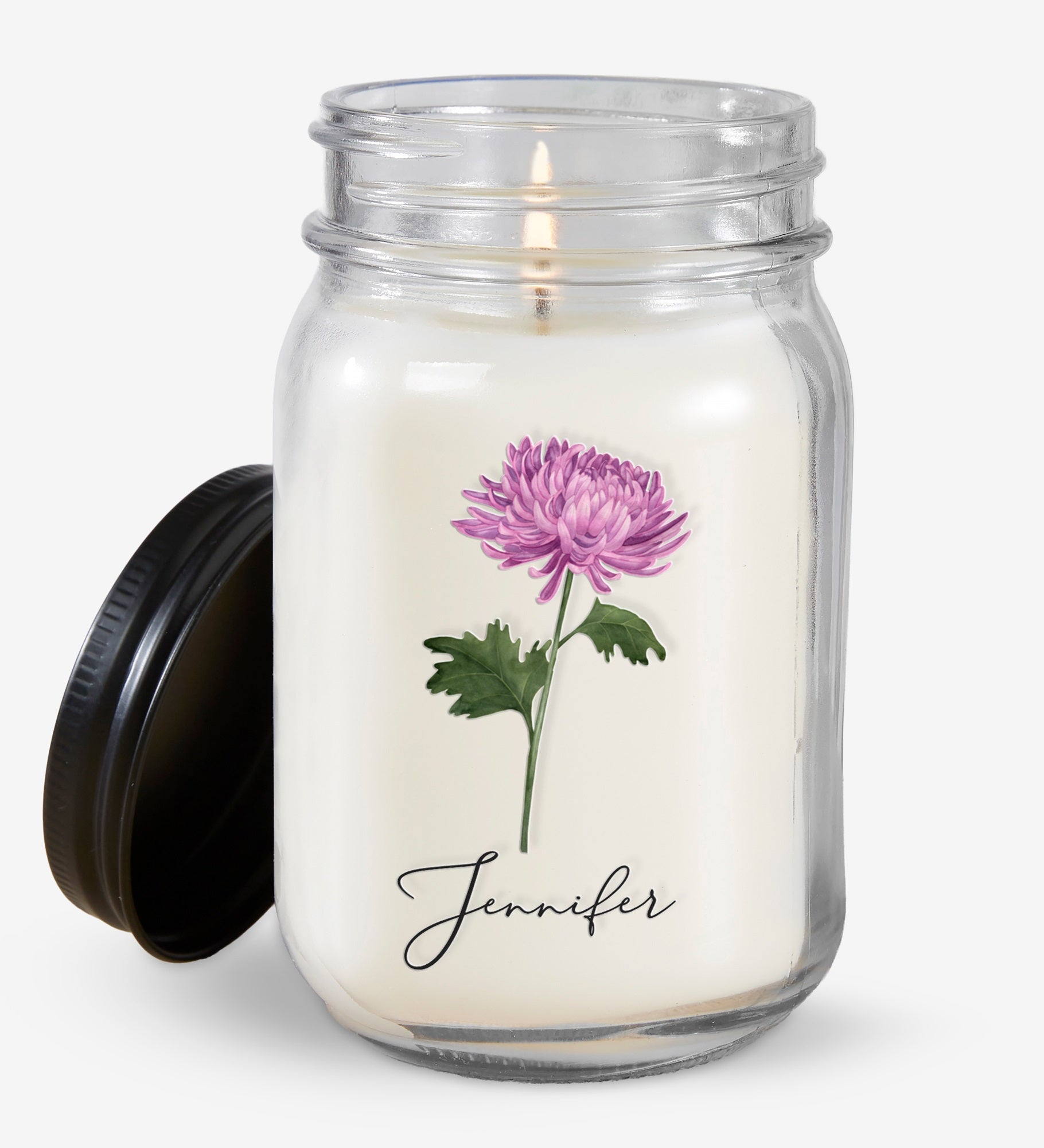 Birth Month Flower Personalized Mother's Day Farmhouse Candle Jar
