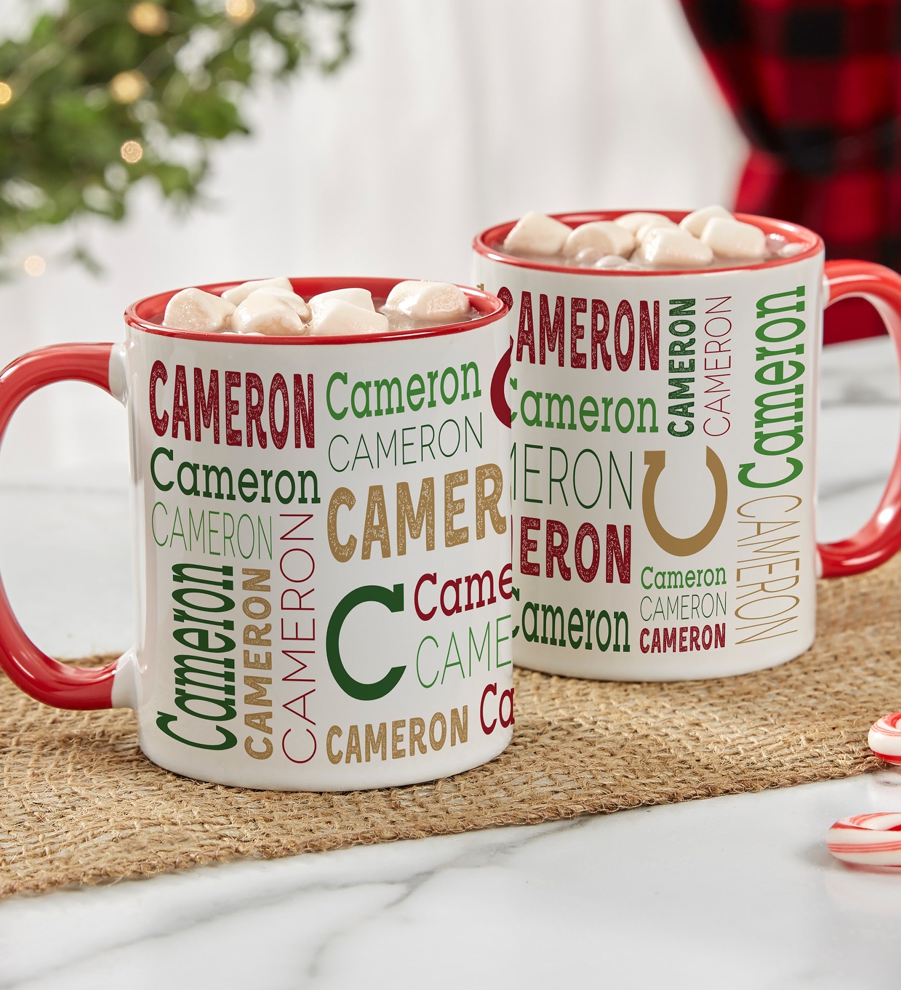 Christmas Repeating Name Personalized Coffee Mugs