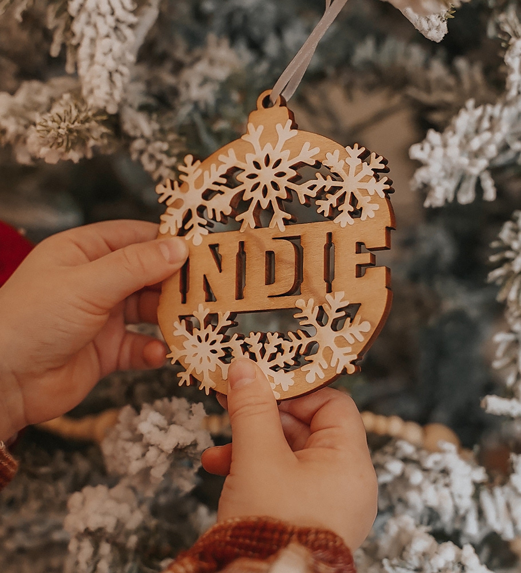 Snowflake Name Personalized Wood Ornament