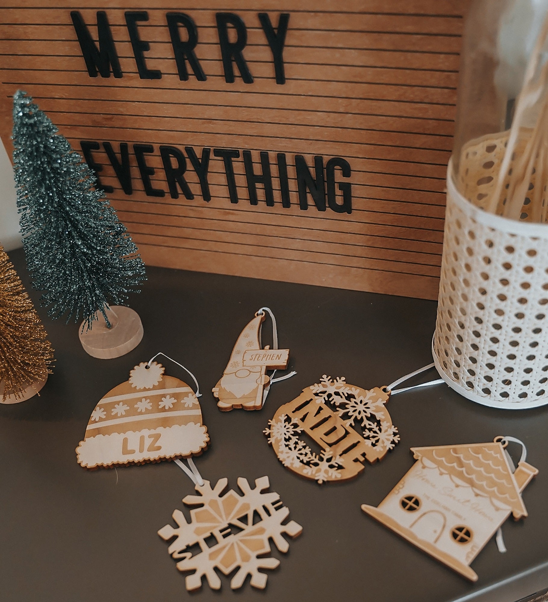 Snowflake Name Personalized Wood Ornament