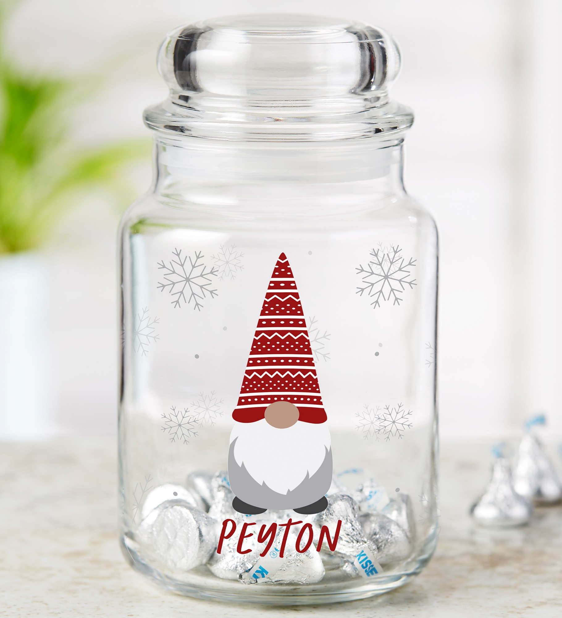 Christmas Gnome Personalized Candy Jar  