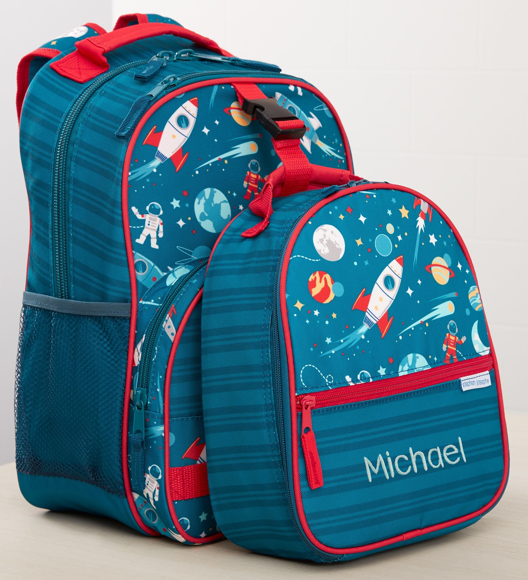 Space Embroidered All Over Print Backpack by Stephen Joseph